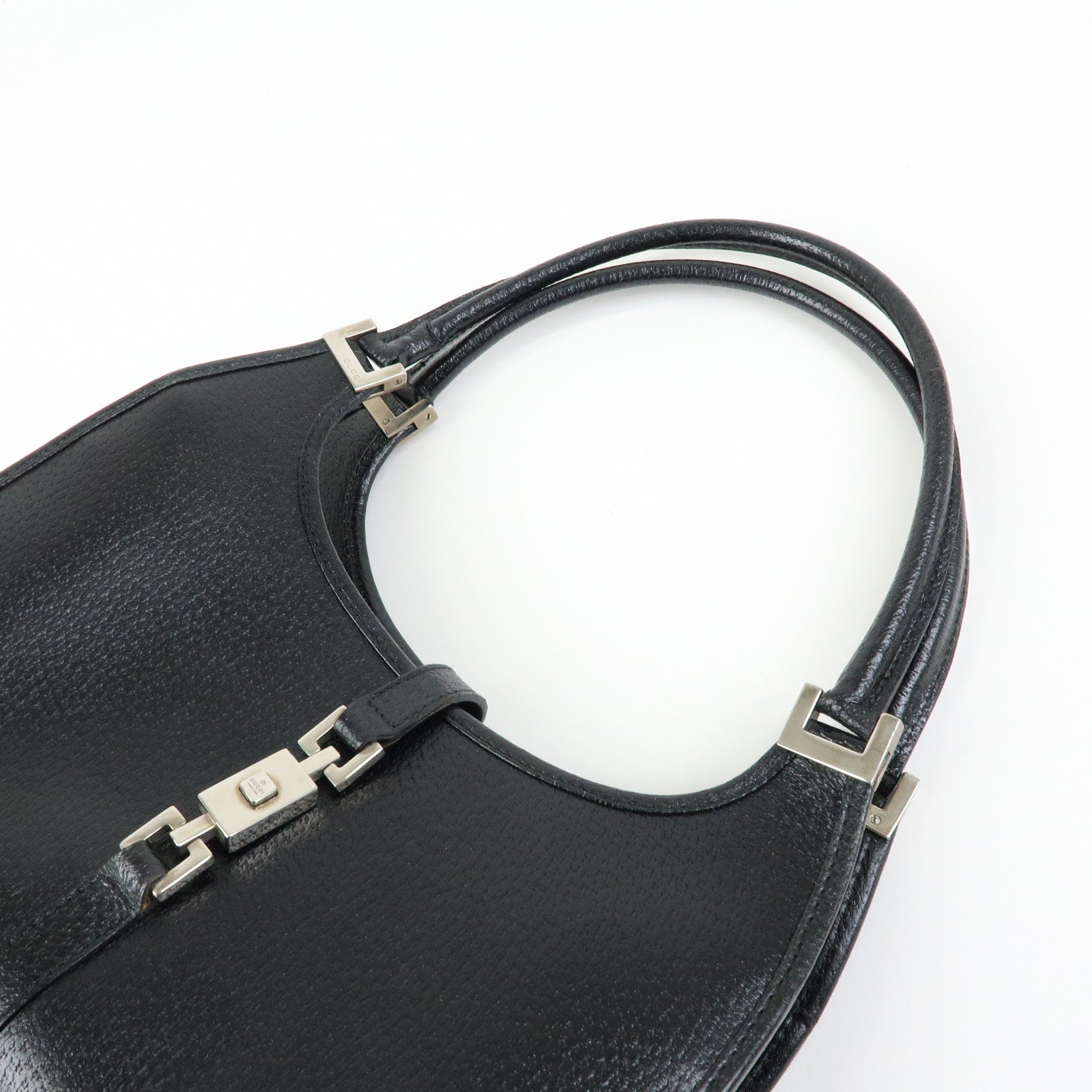 GUCCI Jackie Leather Hand Bag Black 0021068