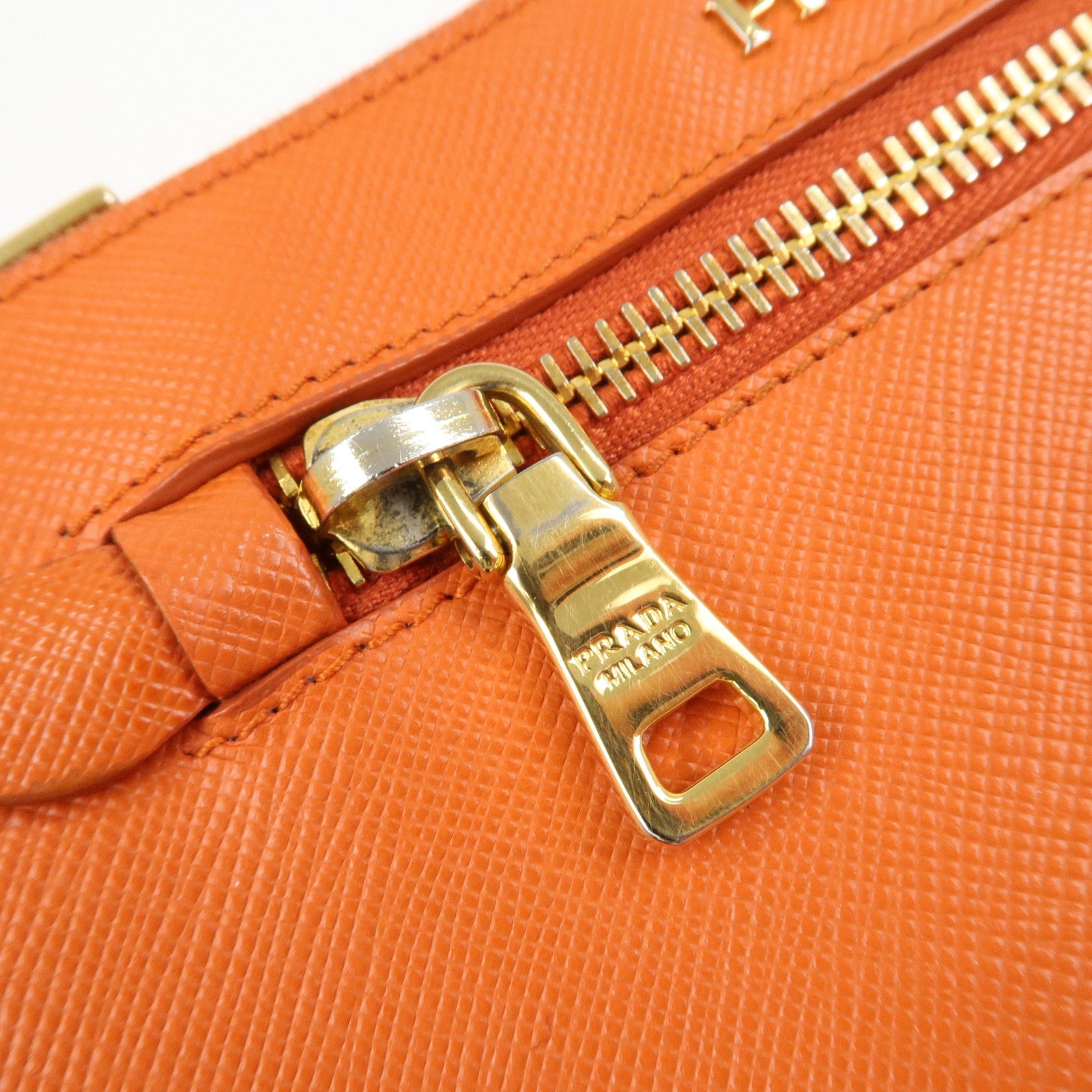 PRADA Logo Leather Shoulder Bag Crossbody Bag Orange BT0834
