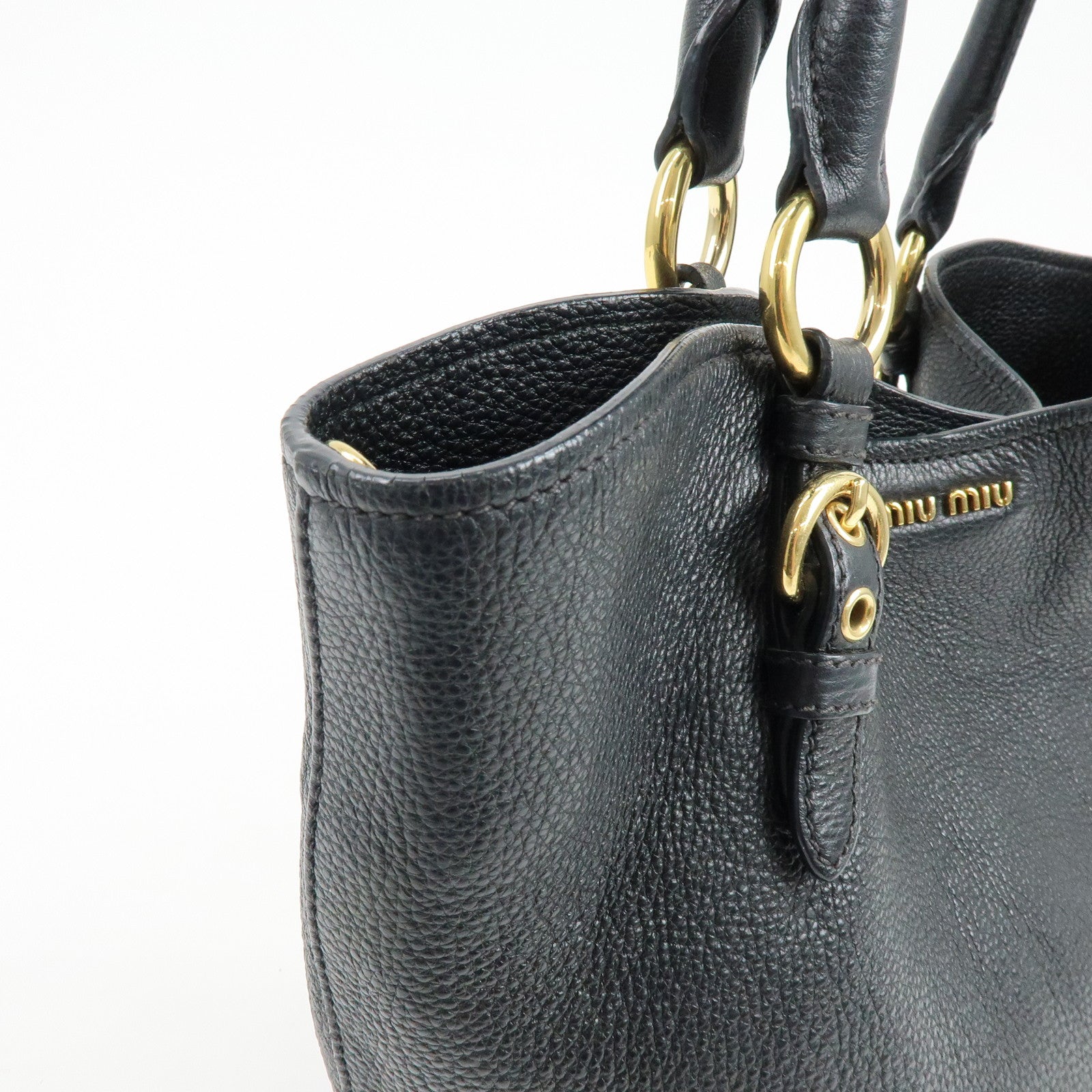 MIU MIU Vittello Phoenix Leather 2Way Hand Shoulder Bag 5BE886