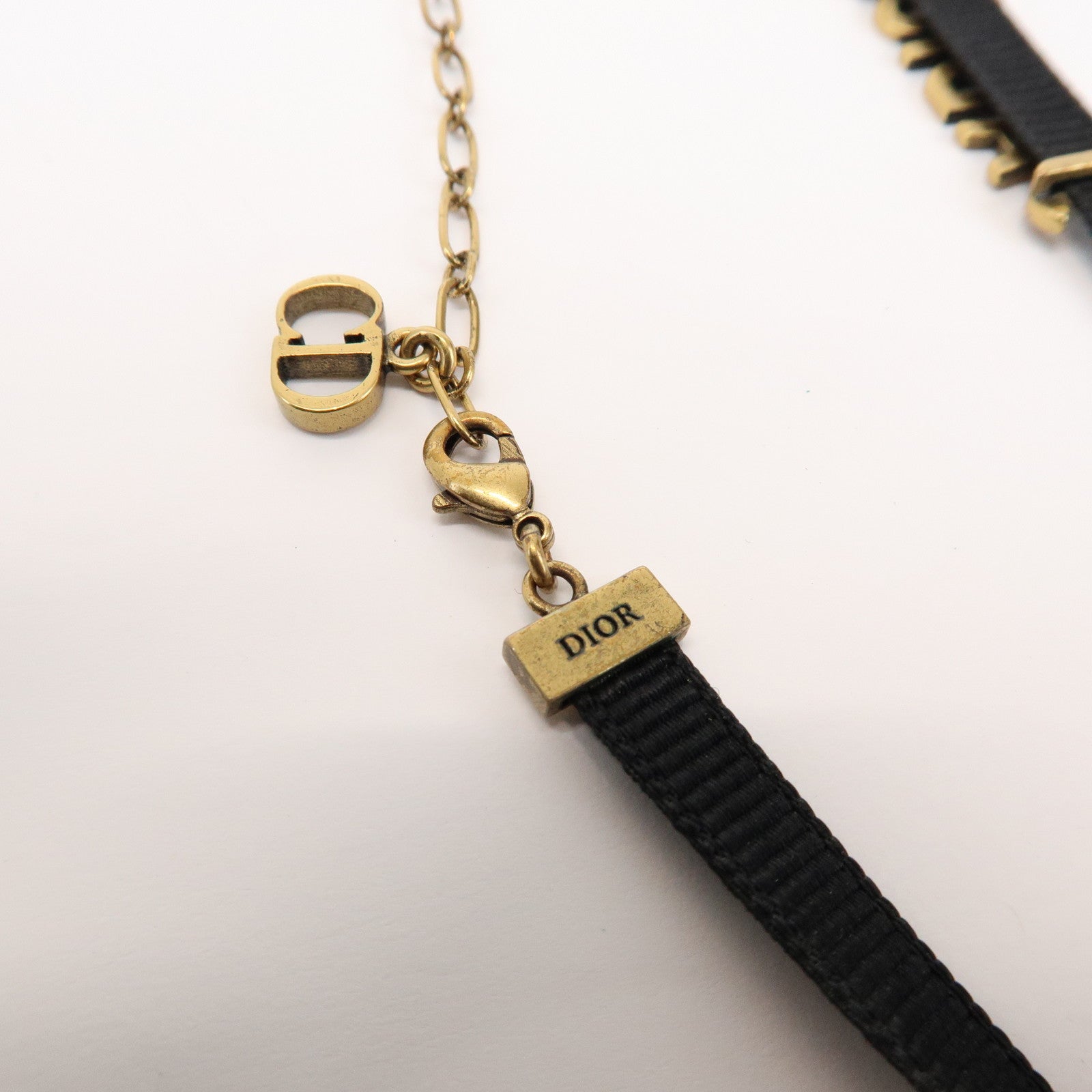 Christian Dior Metal Nylon J’ADIOR Necklace Choker Gold Black