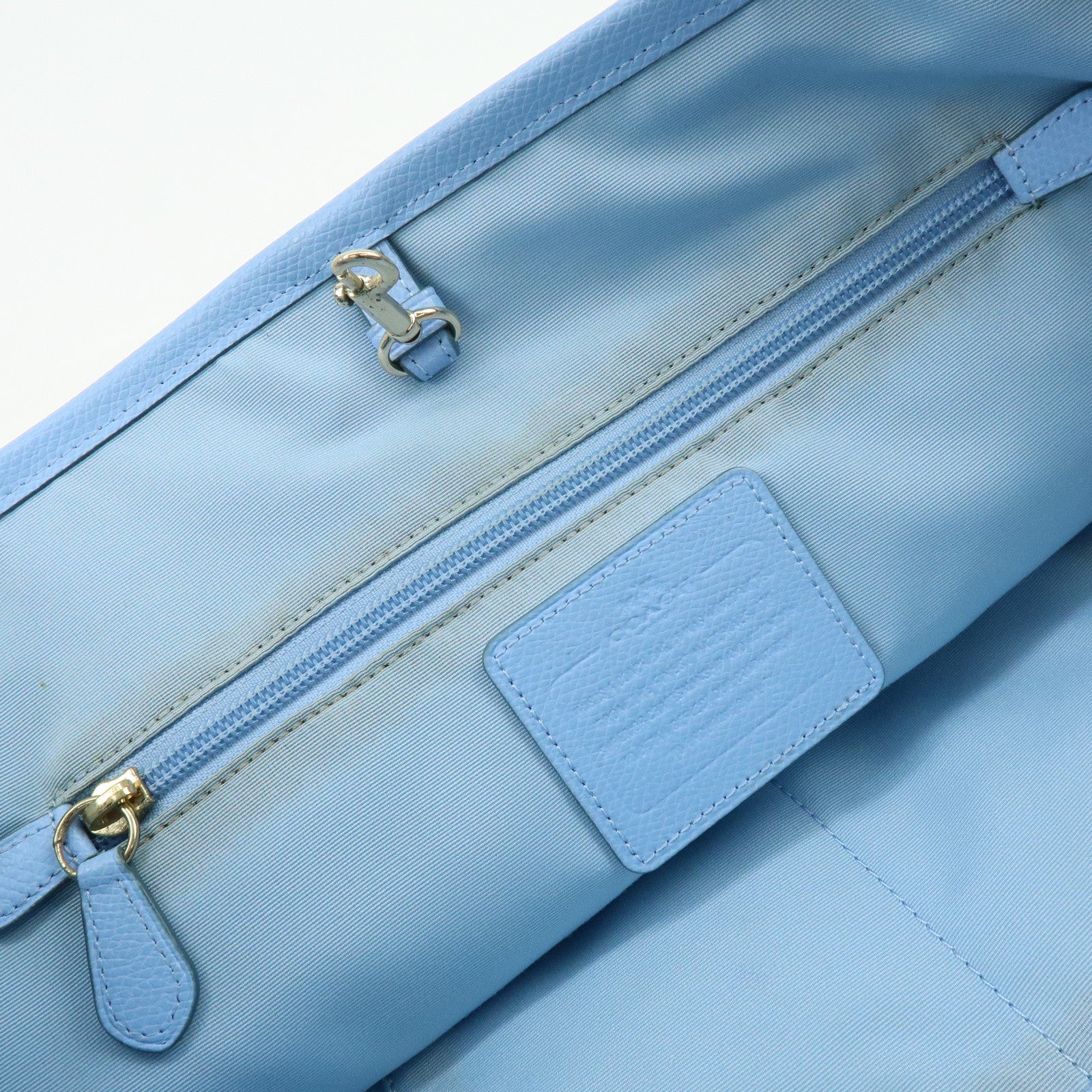 COACH Leather Tote Bag Shoulder Bag Light Blue