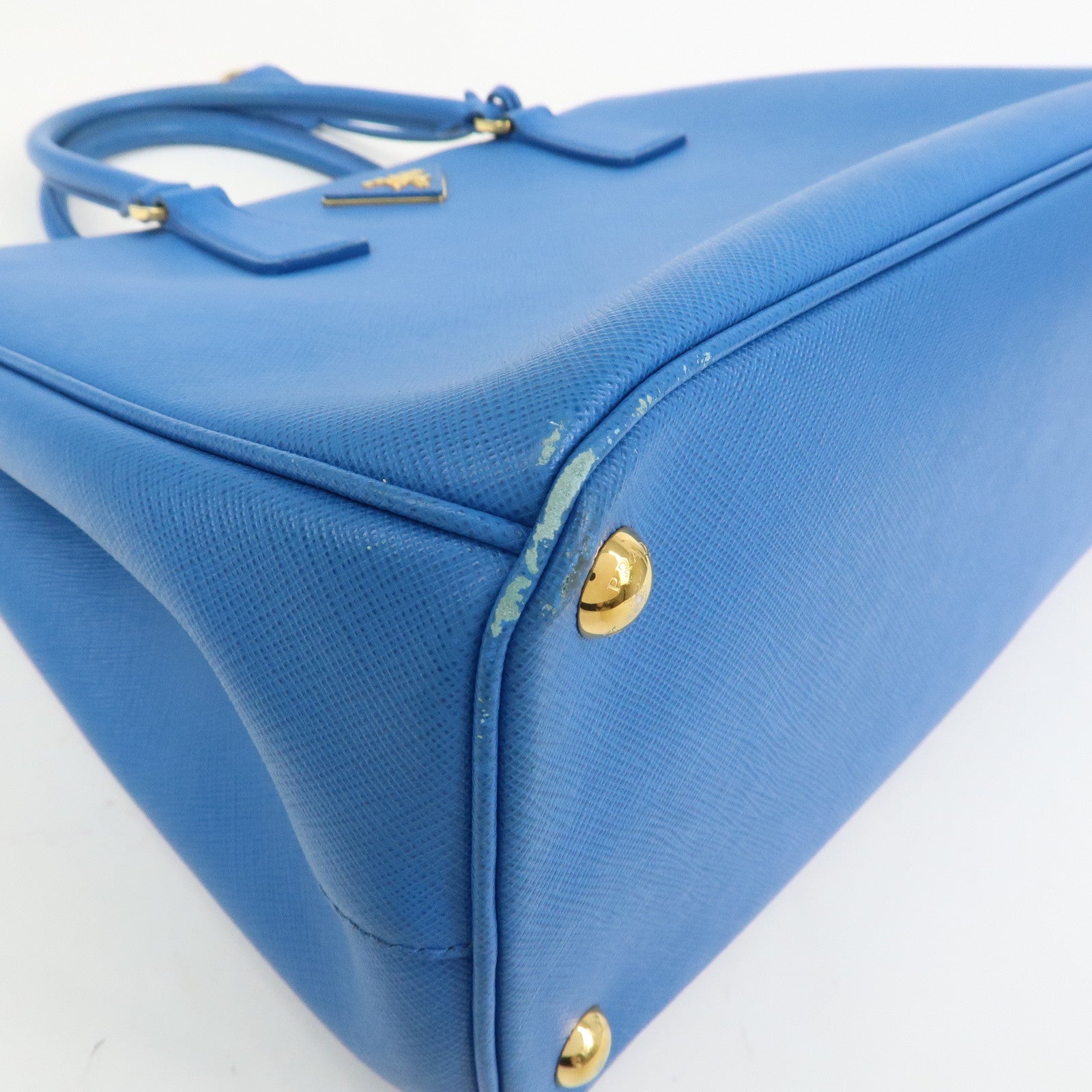 PRADA Triangle Logo Galleria Saffiano Leather 2Way Bag Blue 1BA274