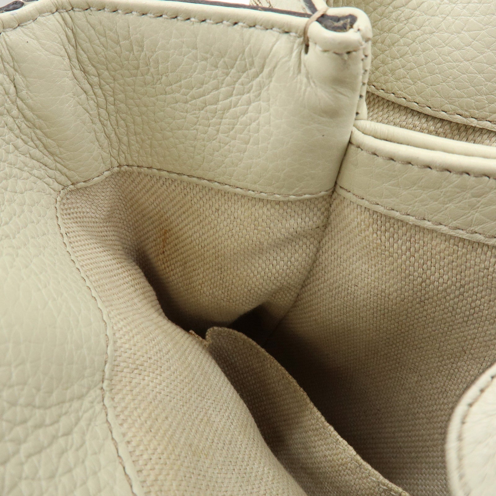 GUCCI Bamboo GG Canvas Leather 2Way Hand Shoulder Bag White 308360