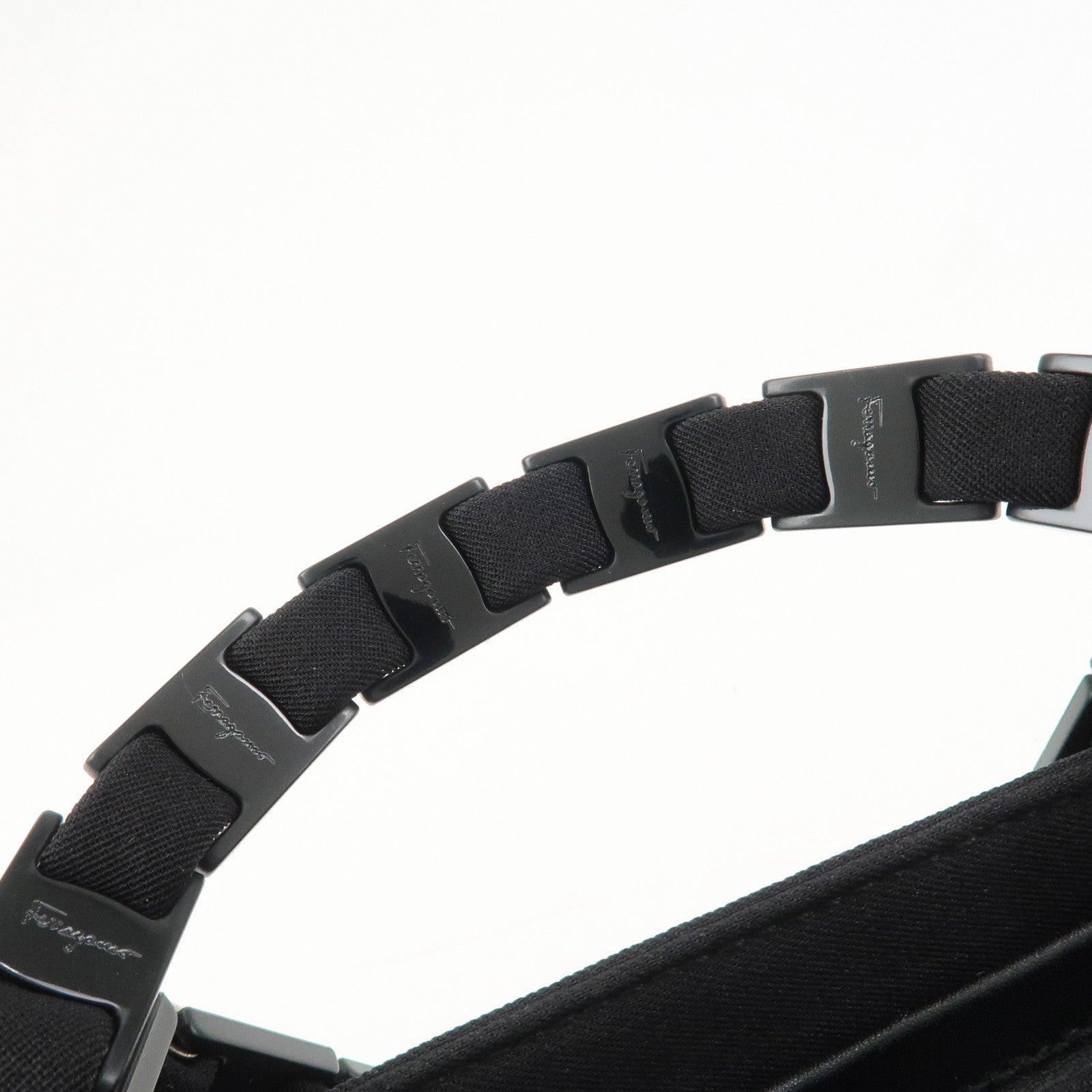 Ferragamo Logo Nylon Hand Bag Shoulder Bag Black