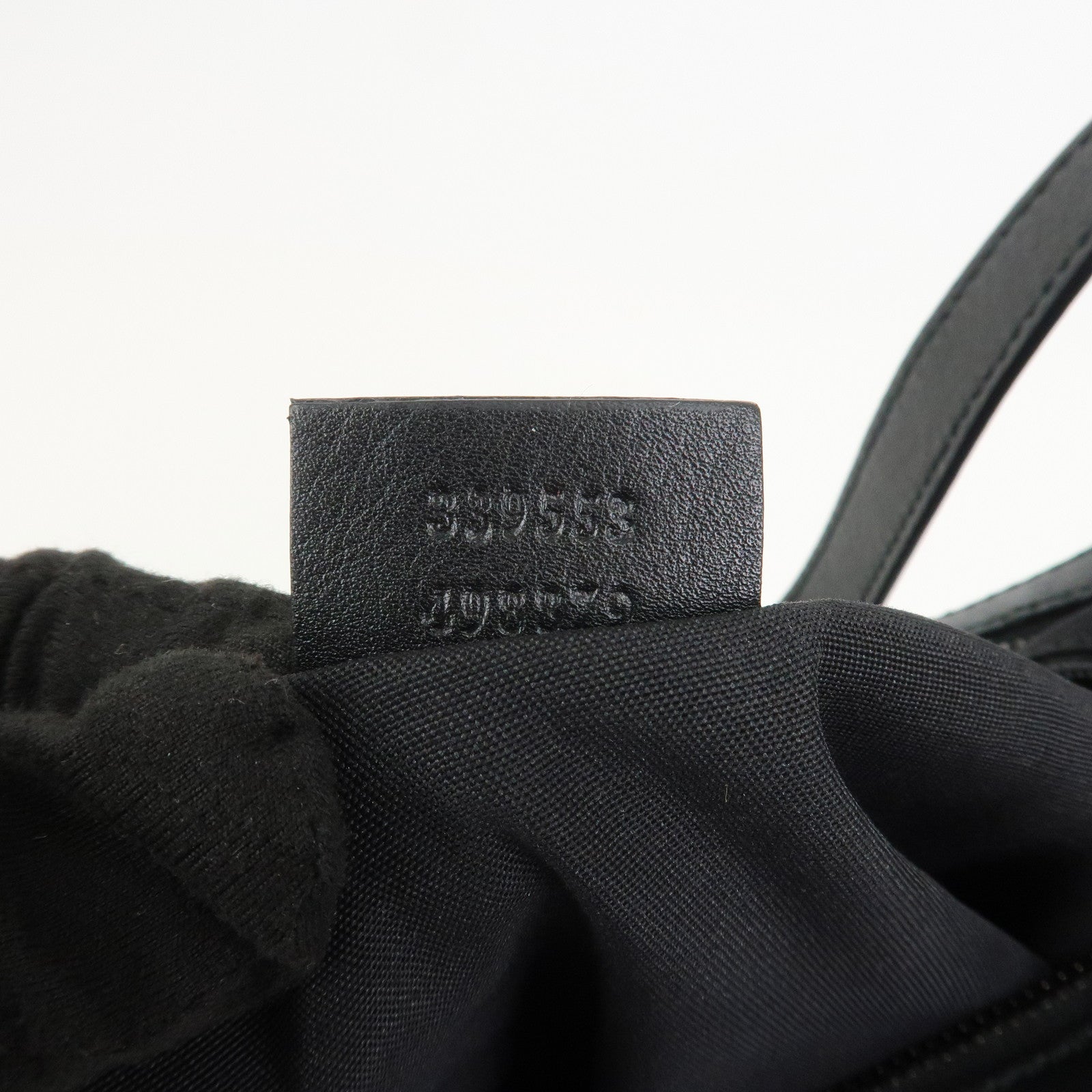 GUCCI Guccissima Interlocking G Leather Shoulder Bag Hand Bag Black