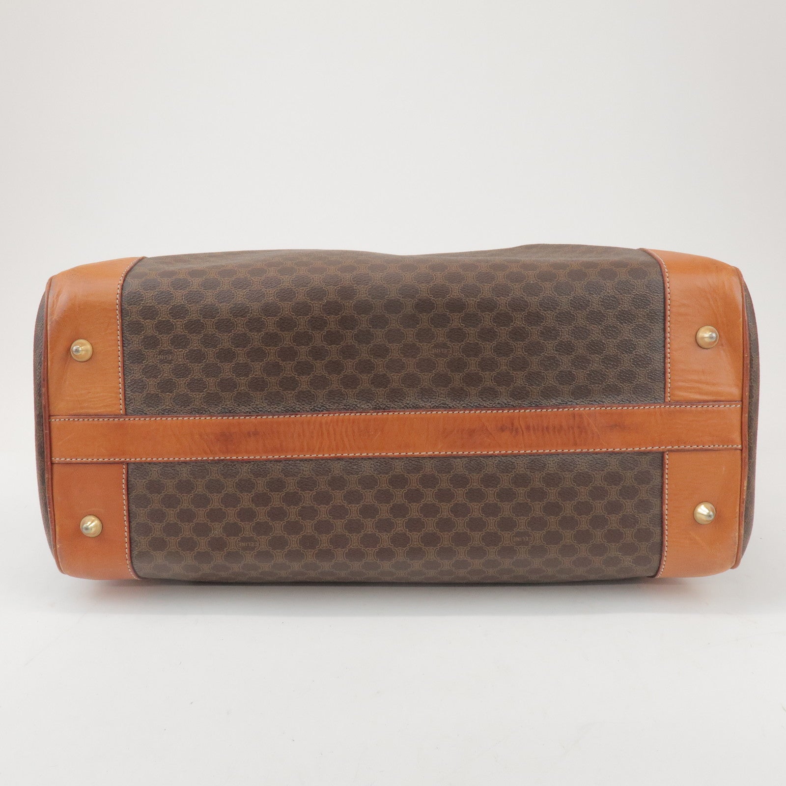 CELINE Macadam PVC Leather Boston Bag Hand Bag Brown