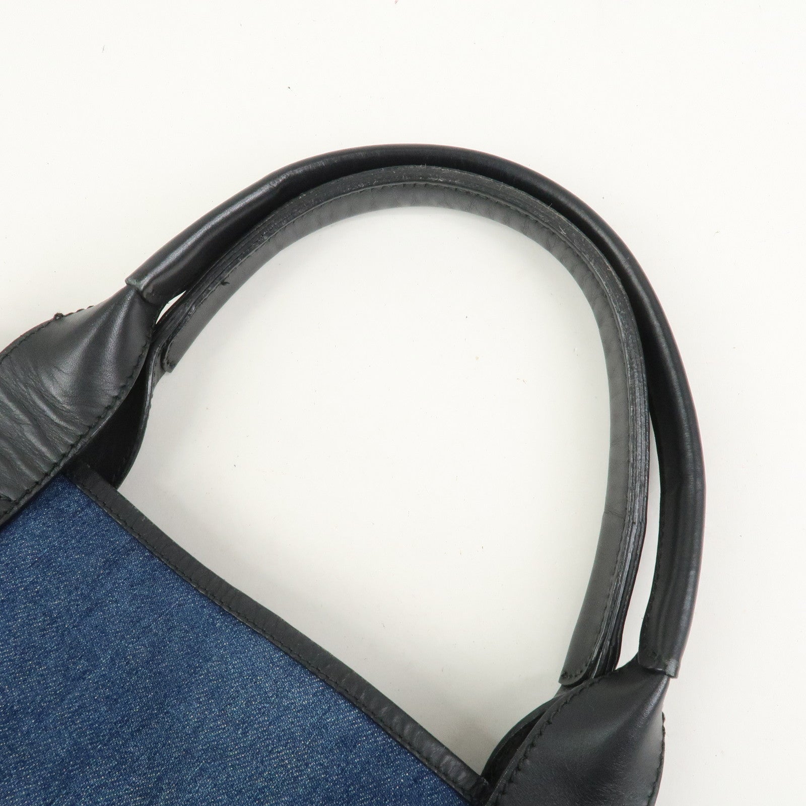 BALENCIAGA Navy Cabas Small Tote Bag Hand Bag Denim Black 339933