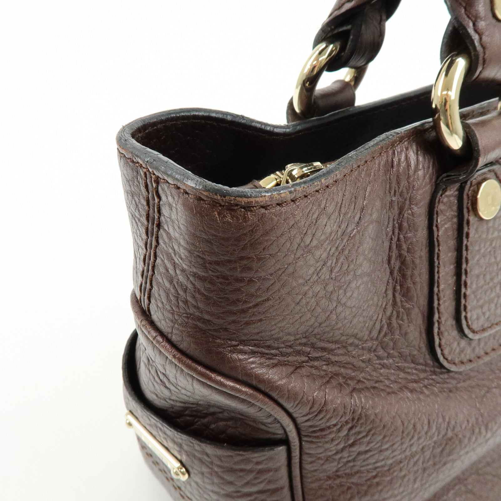 CELINE Macadam Leather Boogie Bag Hand Bag Burgundy