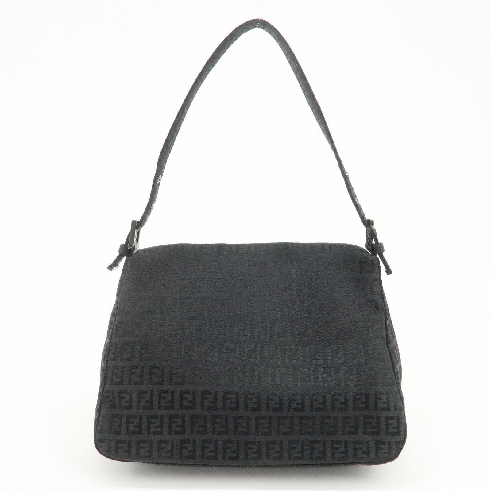 FENDI Mamma Baguette Zucchino Leather Canvas Shoulder Bag 8BR001