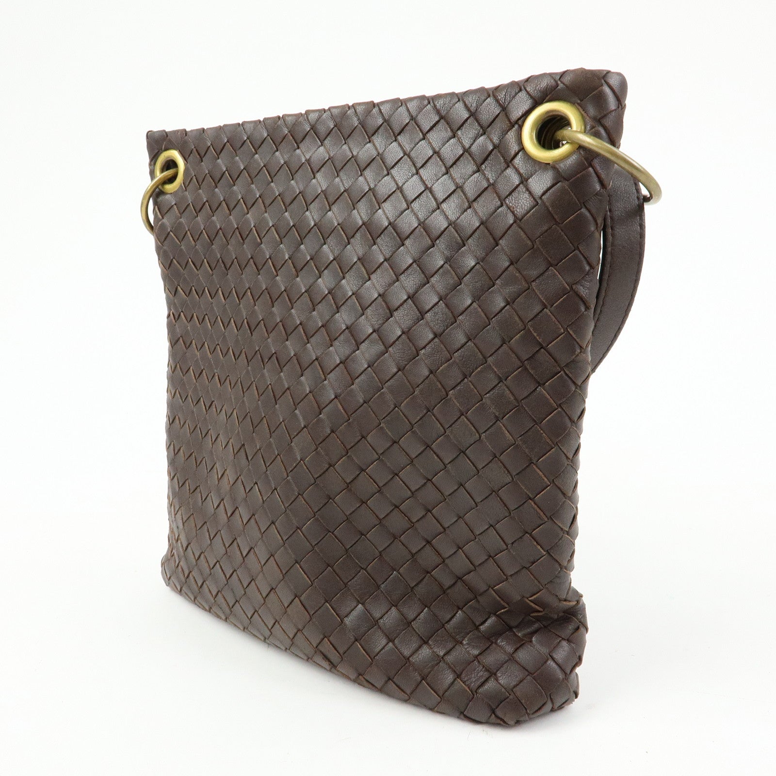 BOTTEGA VENETA Intrecciato Leather Shoulder Bag Brown 179330