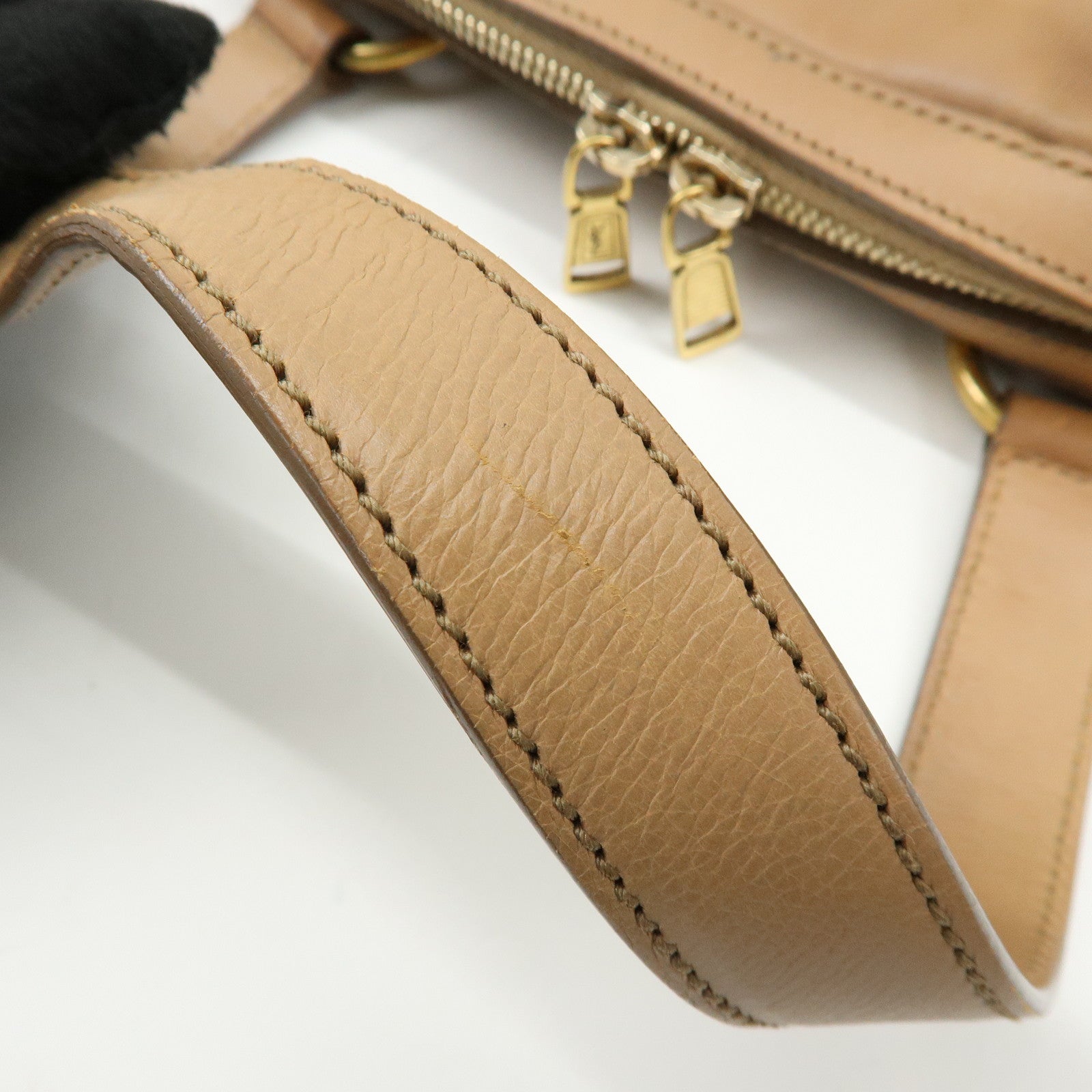 SAINT LAURENT PARIS Muse Leather Hand Bag Tote Bag Beige