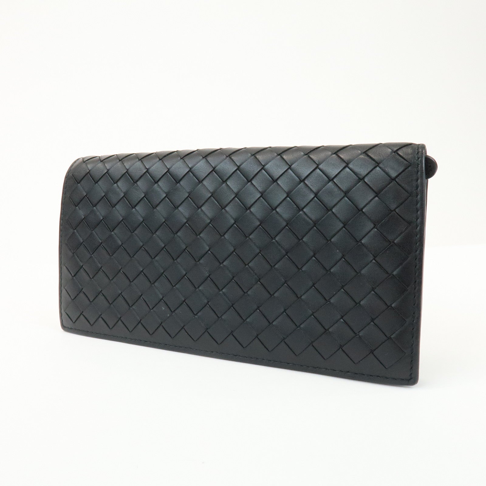 BOTTEGA VENETA Intrecciato Leather Long Wallet Black