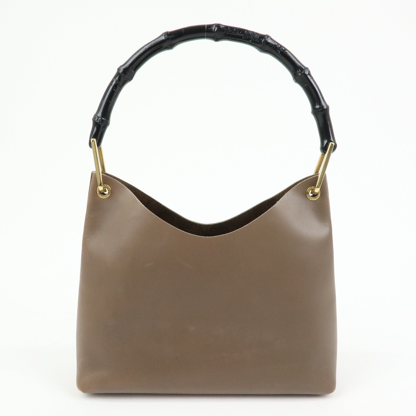 GUCCI Bamboo Leather Shoulder Bag Hand Bag Brown 001・2058・1883・0