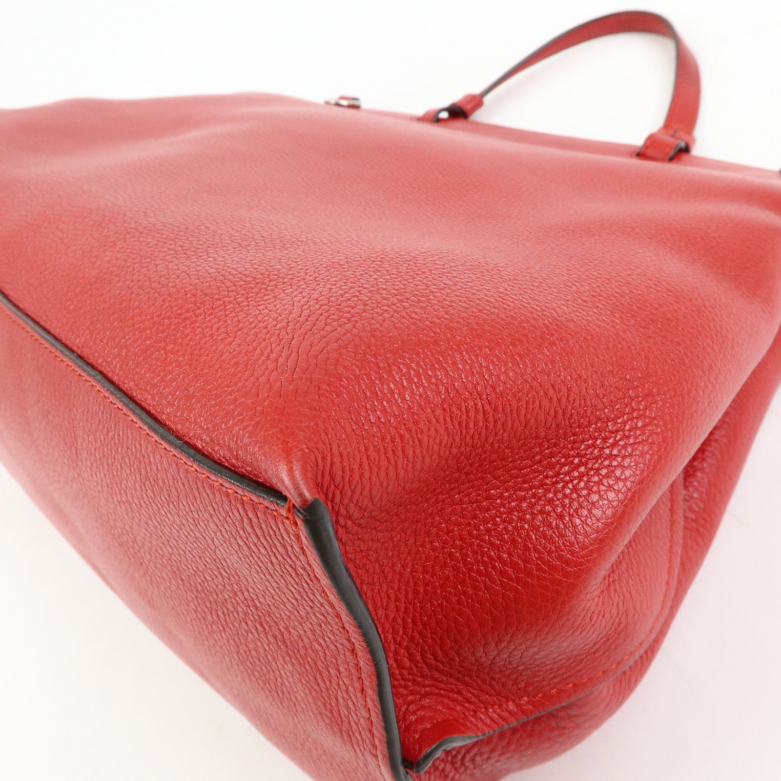 GUCCI Bamboo Leather 2Way Bag Hand Bag Shoulder Bag Red 370830