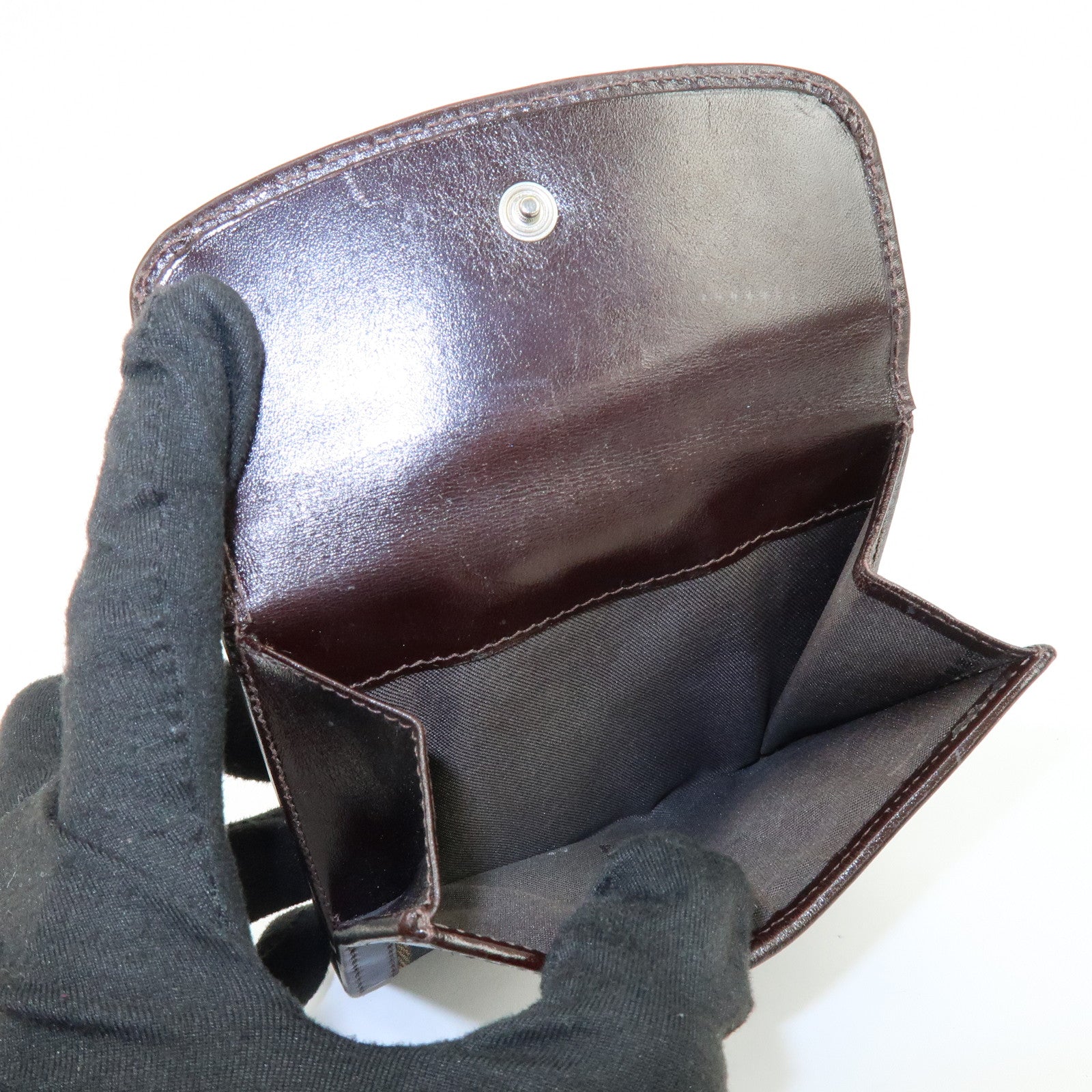 FENDI Zucca Canvas Leather Bi-fold Wallet Brown Black 01695