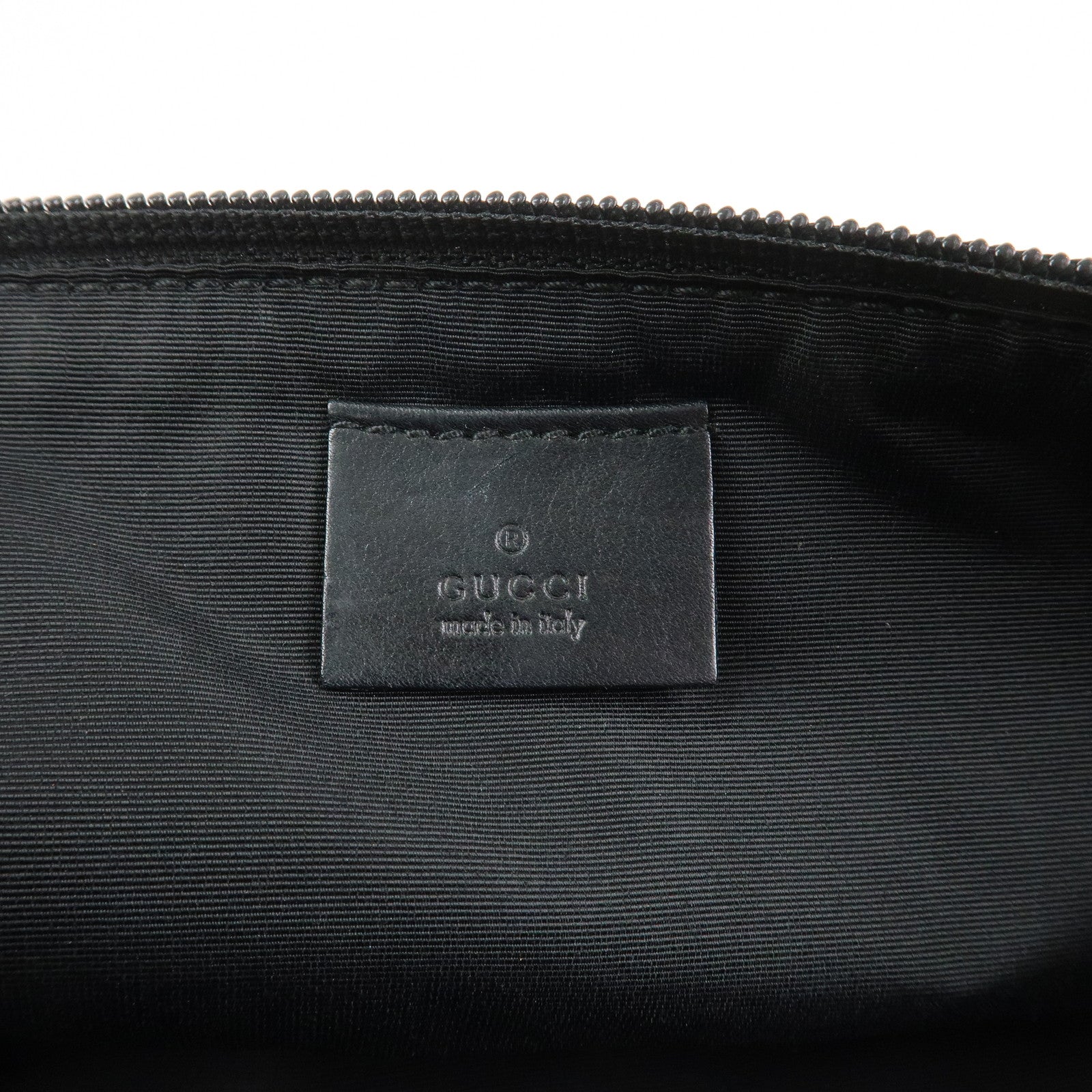 GUCCI Boat Bag Logo GG Canvas Leather Pouch Hand Bag Black 07198