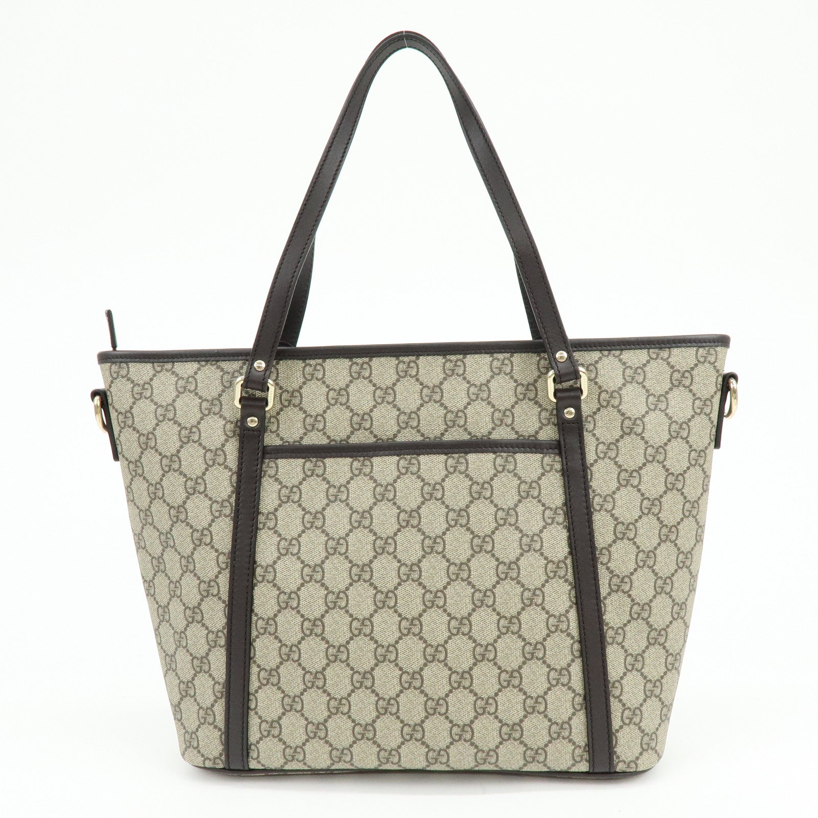 GUCCI GG Canvas Leather 2Way Tote Bag Hand Bag Brown 388929