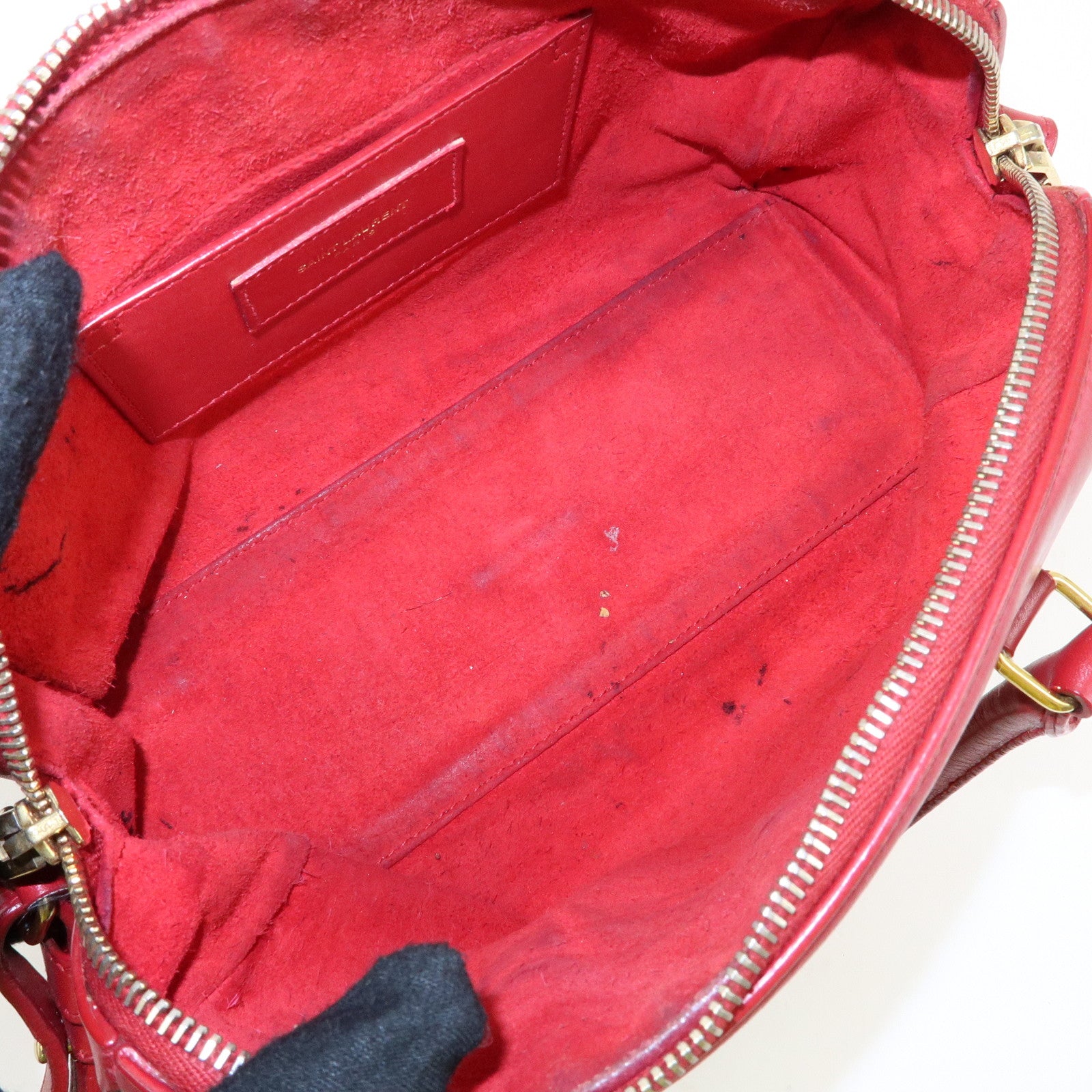 SAINT LAURENT PARIS Baby Duffle Leather 2WAY Bag Red 3330958