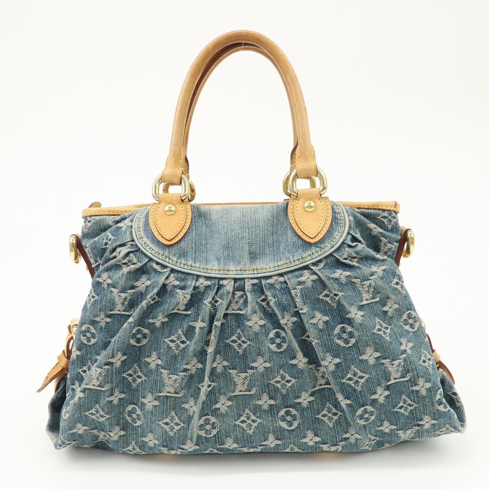 Louis Vuitton Monogram Denim Neo Cabby MM Hand Bag Blue M95349 Used