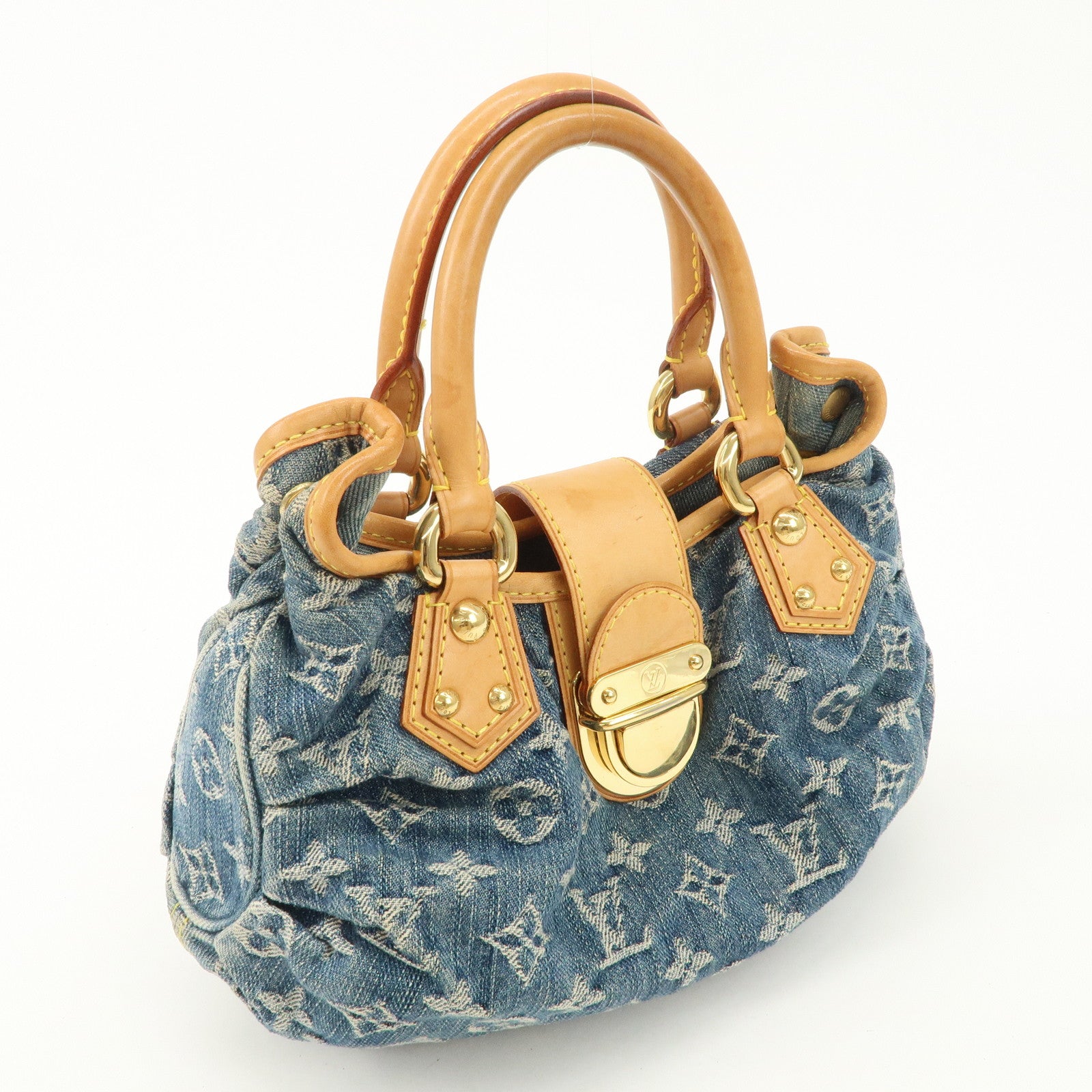 Louis Vuitton Monogram Denim Pleaty Hand Bag Blue M95020