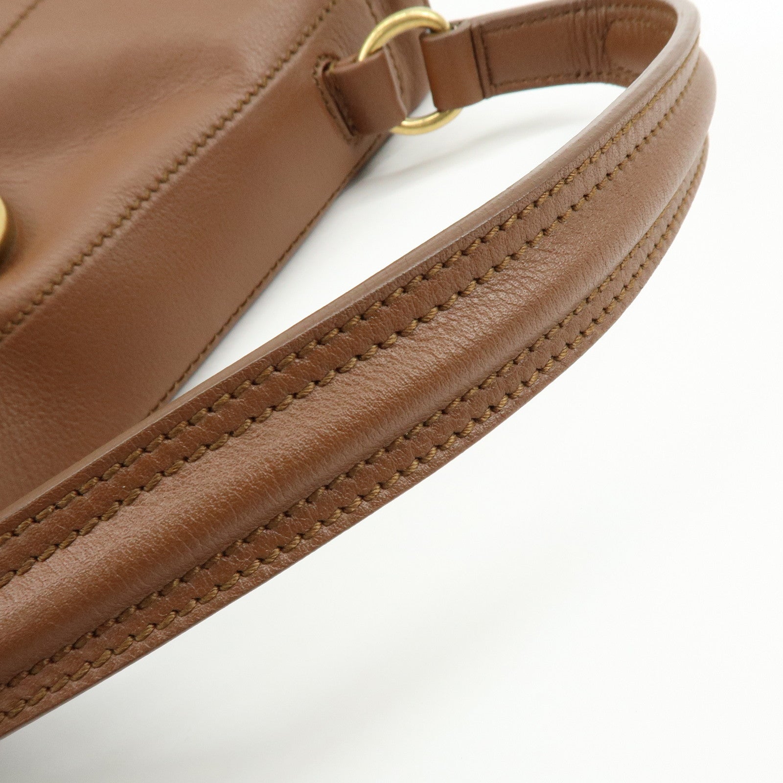 SAINT LAURENT PARIS Muse Two Leather Canvas Hand Bag Brown 229630