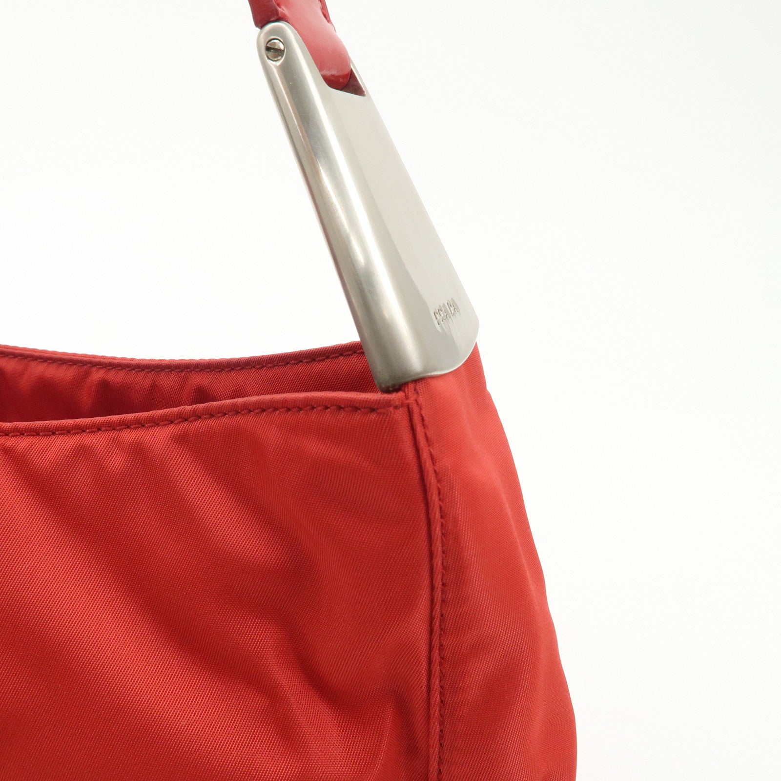 PRADA Nylon Patent Leather Shoulder Bag Red B8844