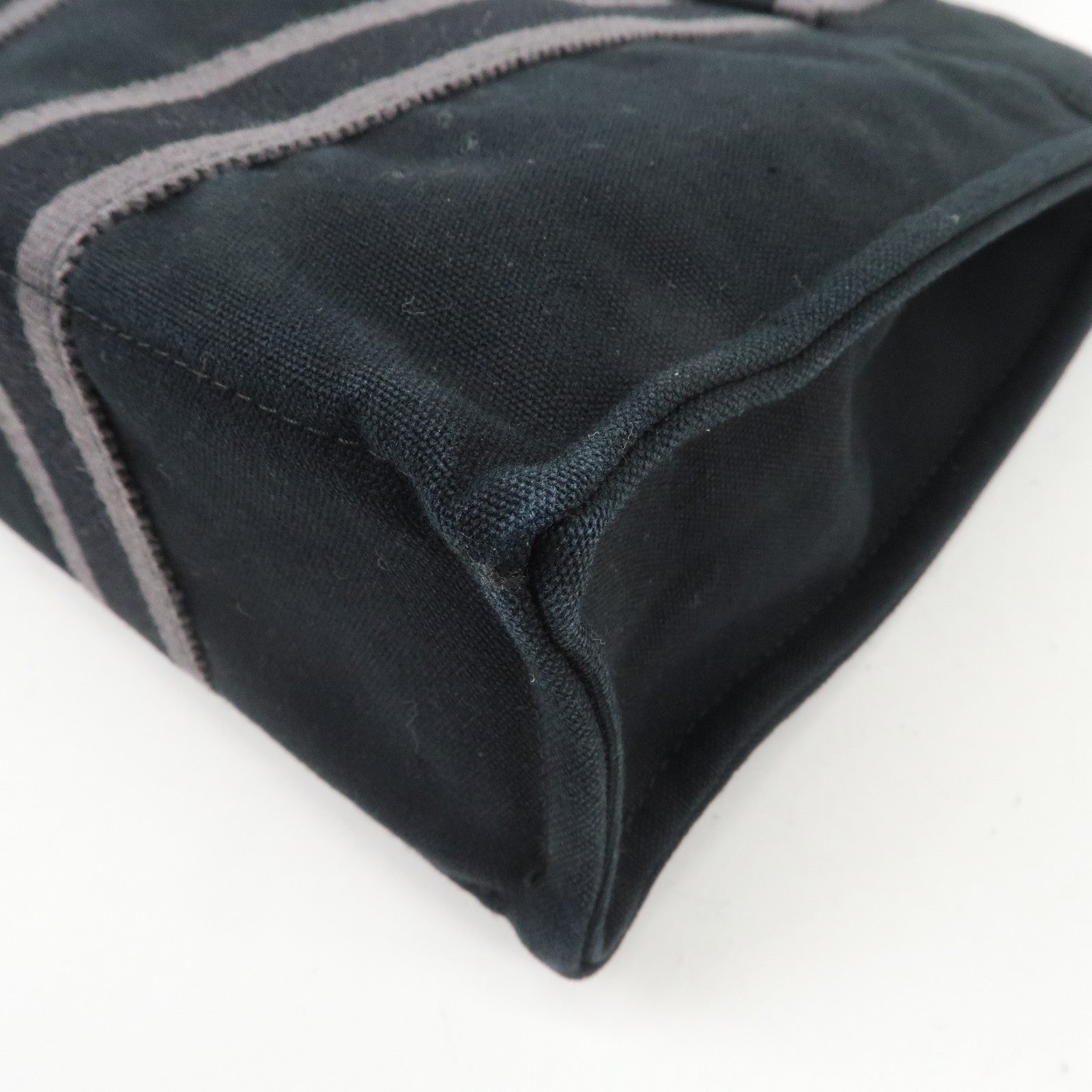 HERMES Fourre Tout PM Logo Canvas Tote Bag Hand Bag Black