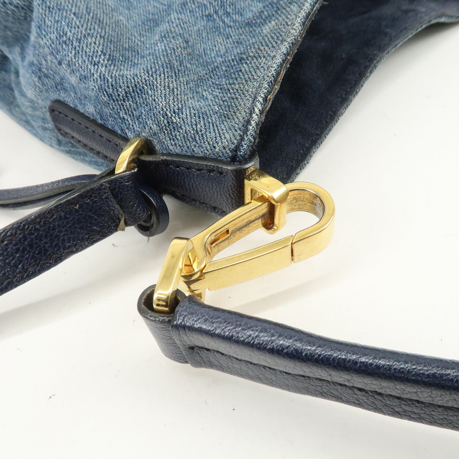 MIU MIU Madras Leather Denim 2Way Bag Hand Bag Shoulder Bag RR1951