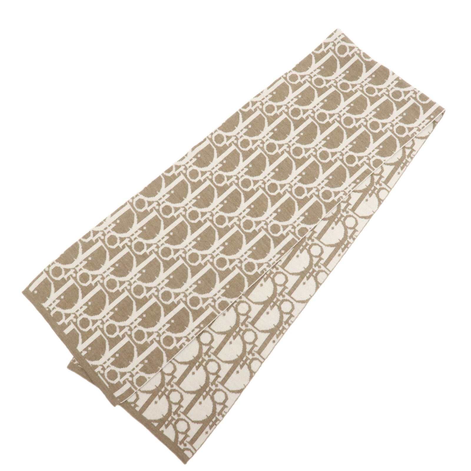 Christian Dior Trotter Wool 100% Scarf Shawl Brown