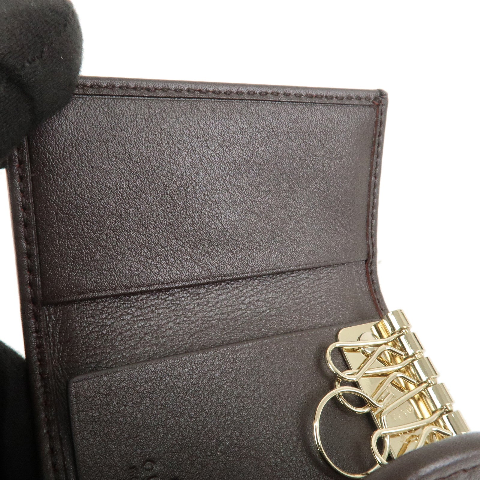 GUCCI Sukey GG Canvas Leather 6 Ring Key Case Beige Brown 282432