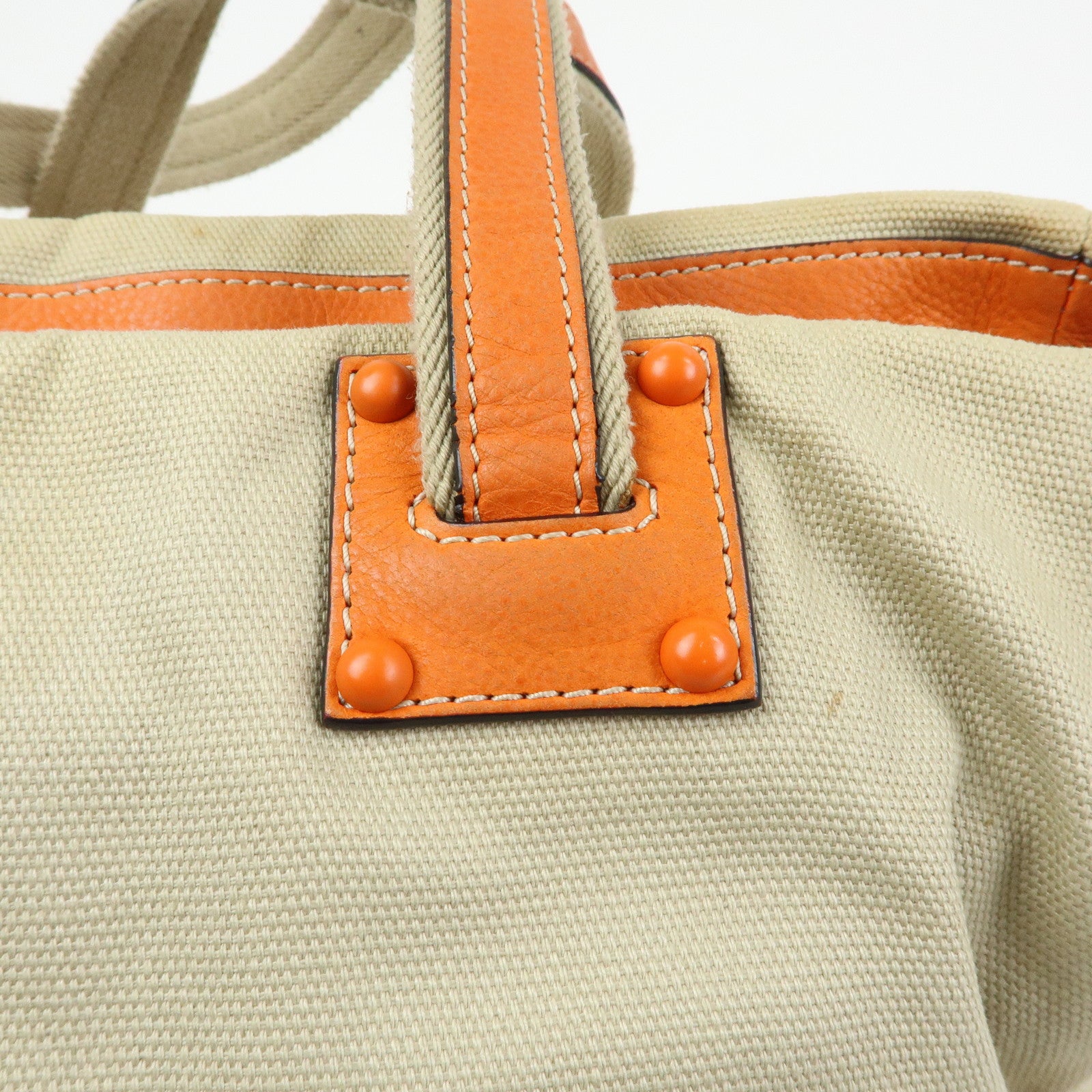 LOEWE Missy Canvas Leather 2Way Bag Tote Bag Beige Orange
