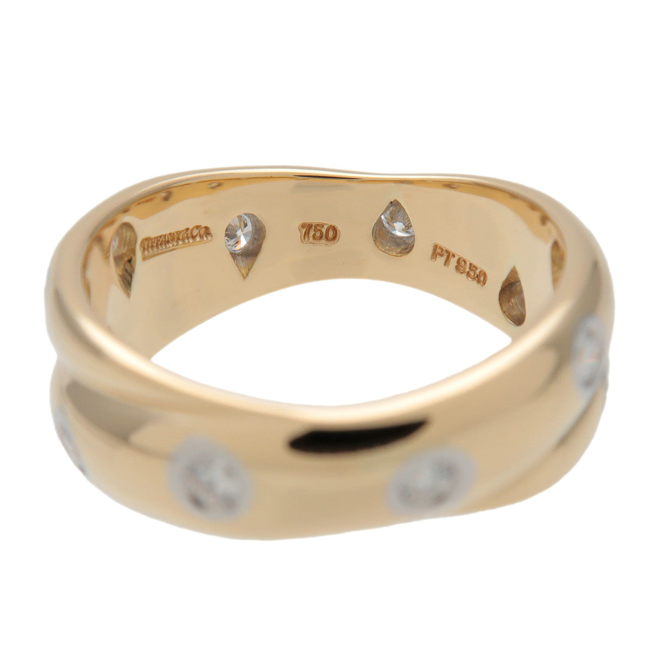 Tiffany & Co Dots Twist Diamond Ring 750YG PT950 US5.5 EU50 HK11