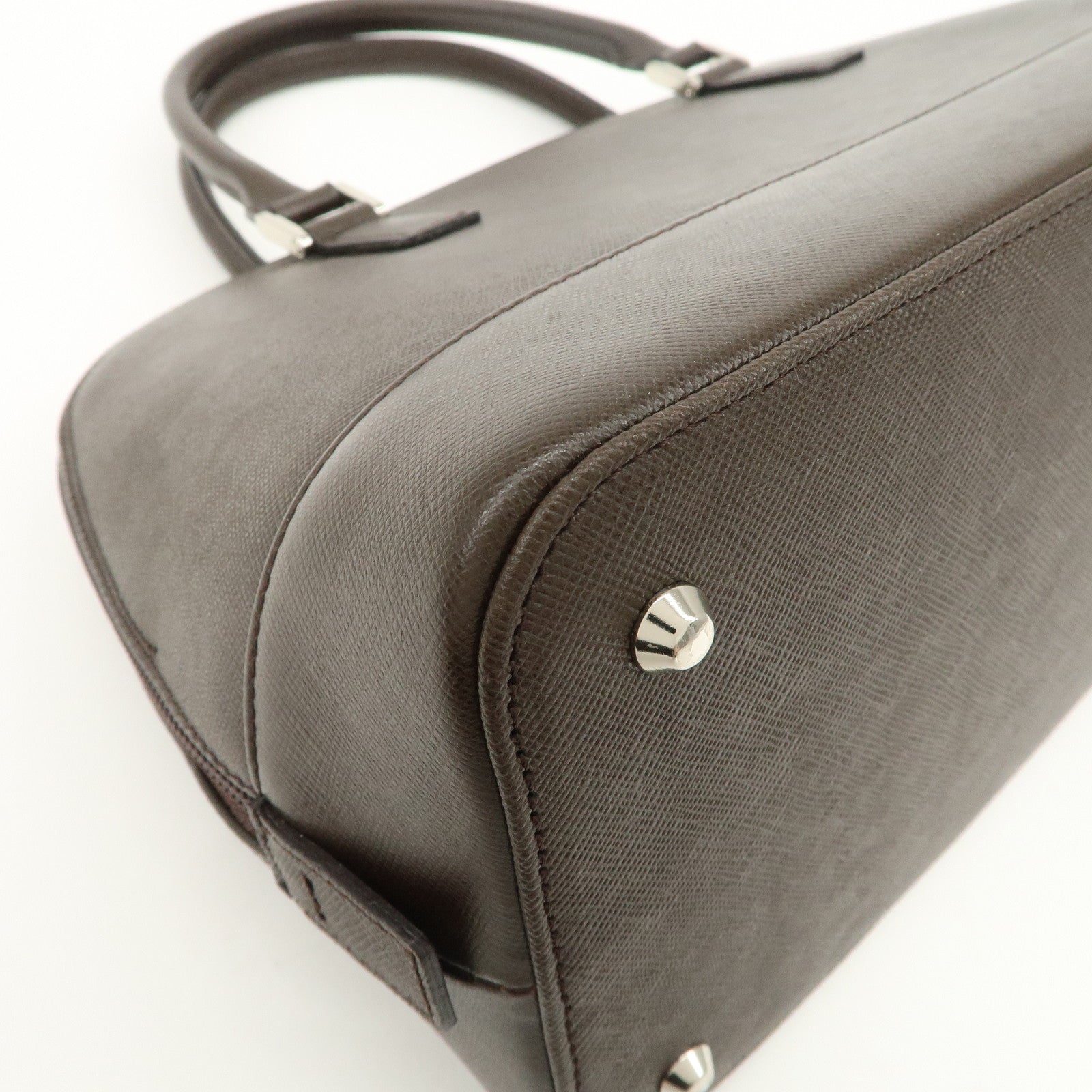 BURBERRY Logo Leather Hand Bag Brown