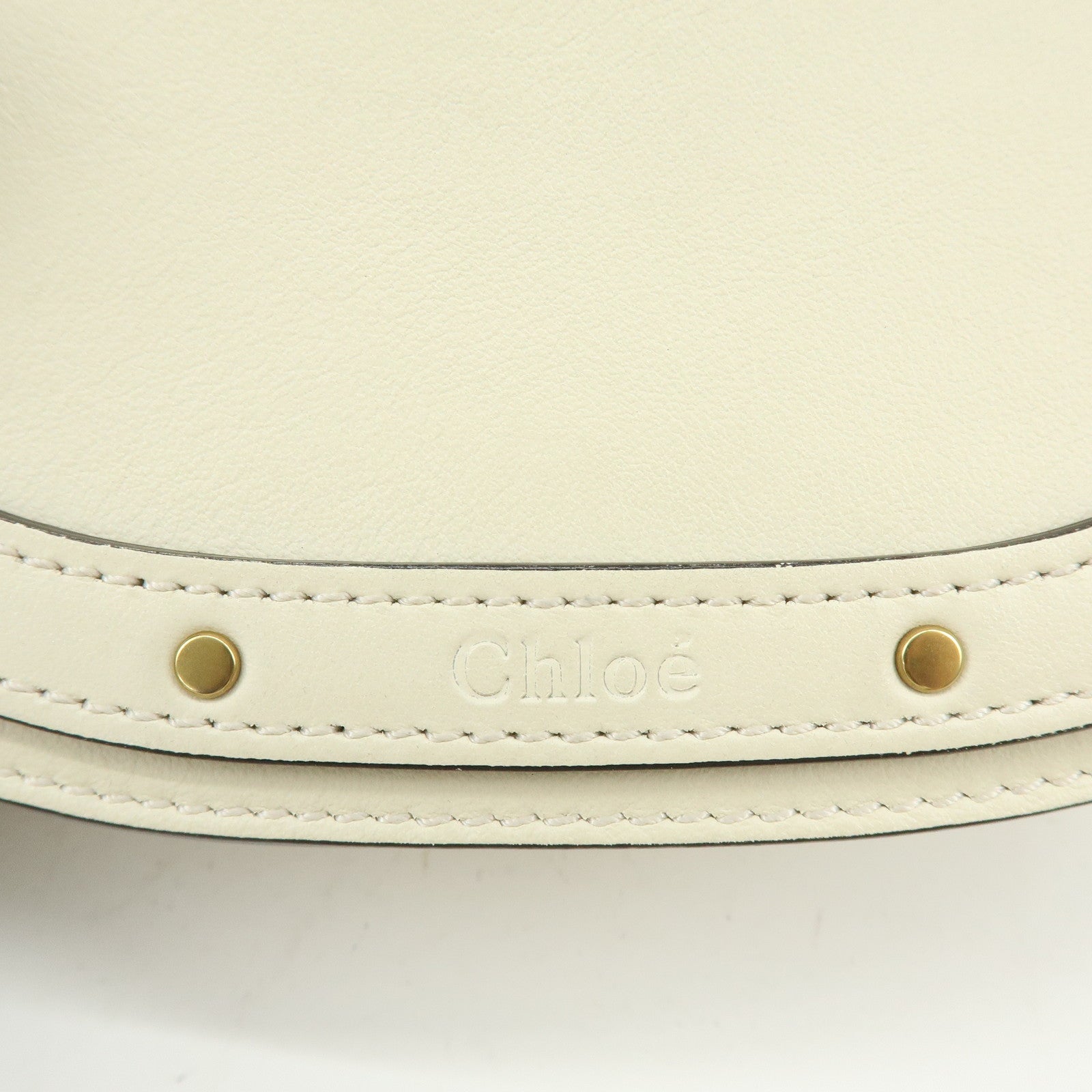 Chloe Nile Leather Suede 2Way Hand Bag Shoulder Bag White