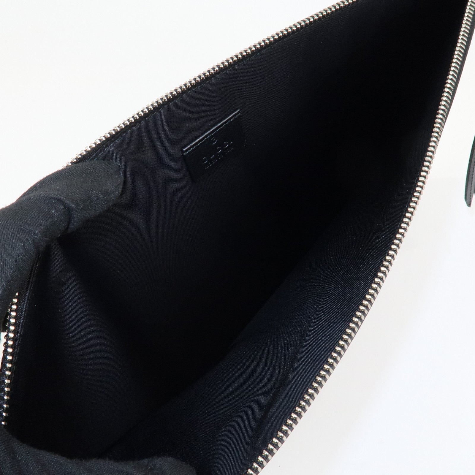 GUCCI Logo Leather XL Clutch Bag Black 421853