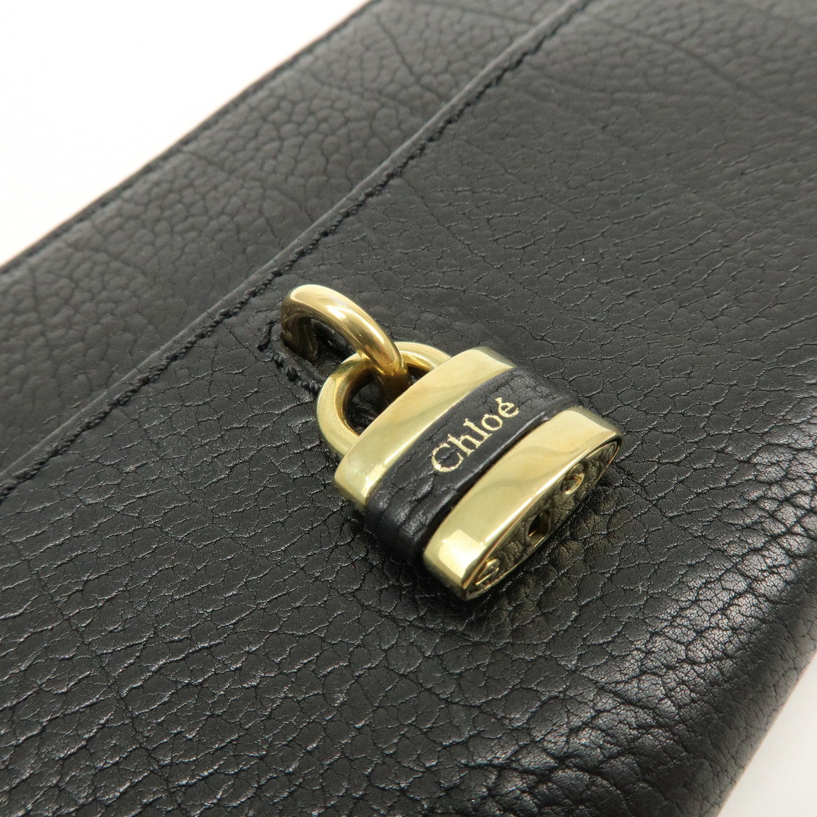 Chloe Aurora Studs Leather Zippy Long Wallet Black
