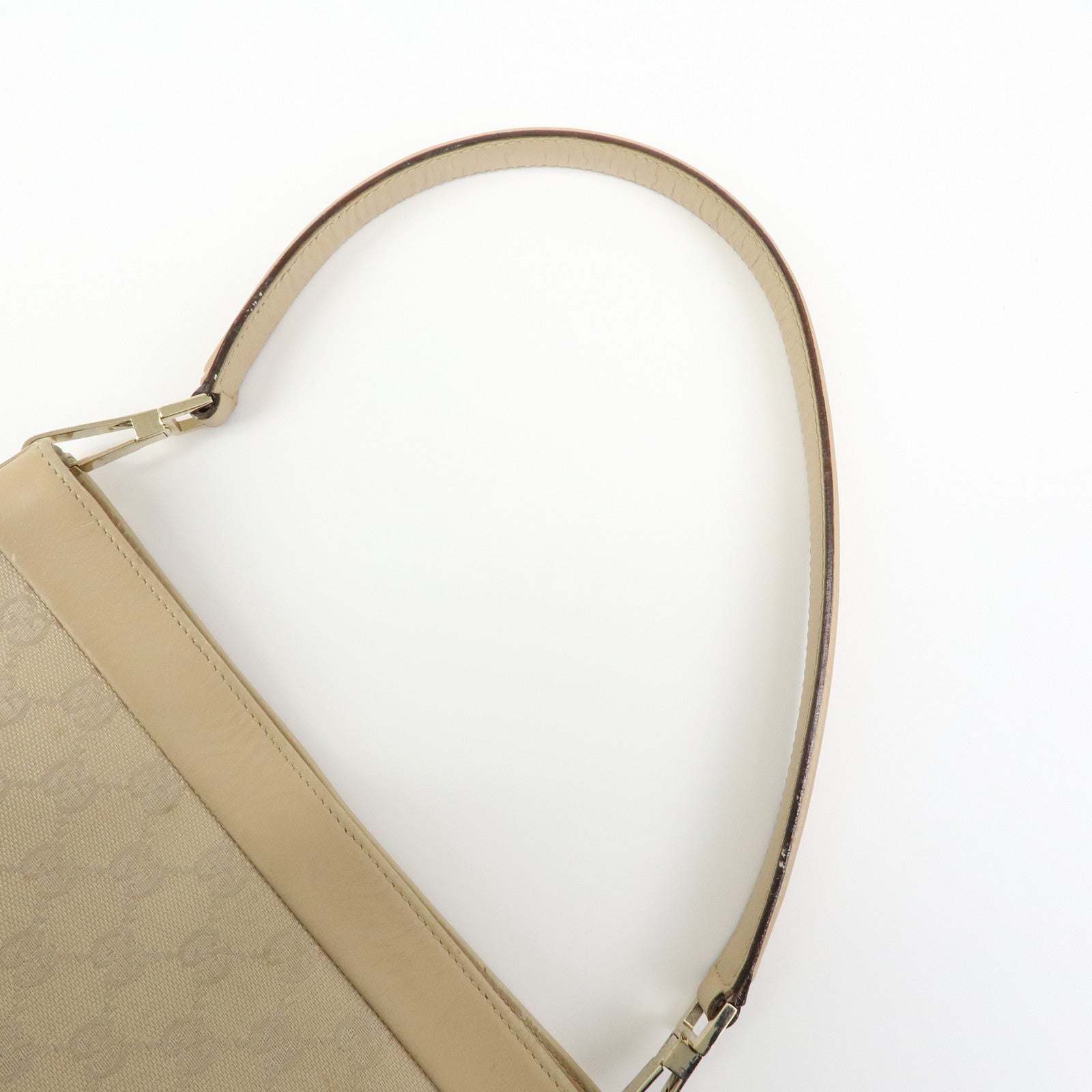 GUCCI GG Canvas Leather Shoulder Bag Hand Bag Beige 33900