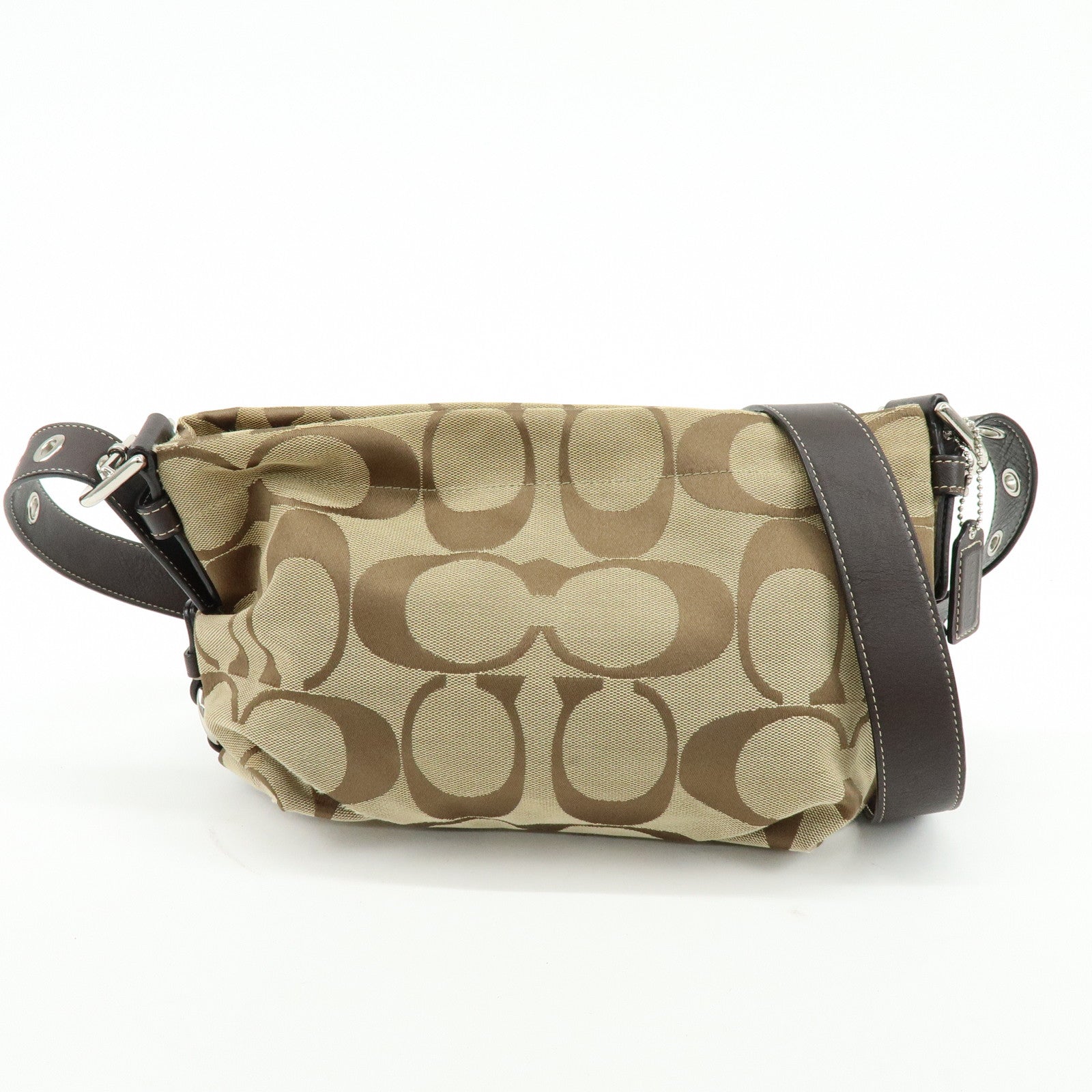 COACH Set of 2 Signature Canvas Leather Shoulder Bag Beige