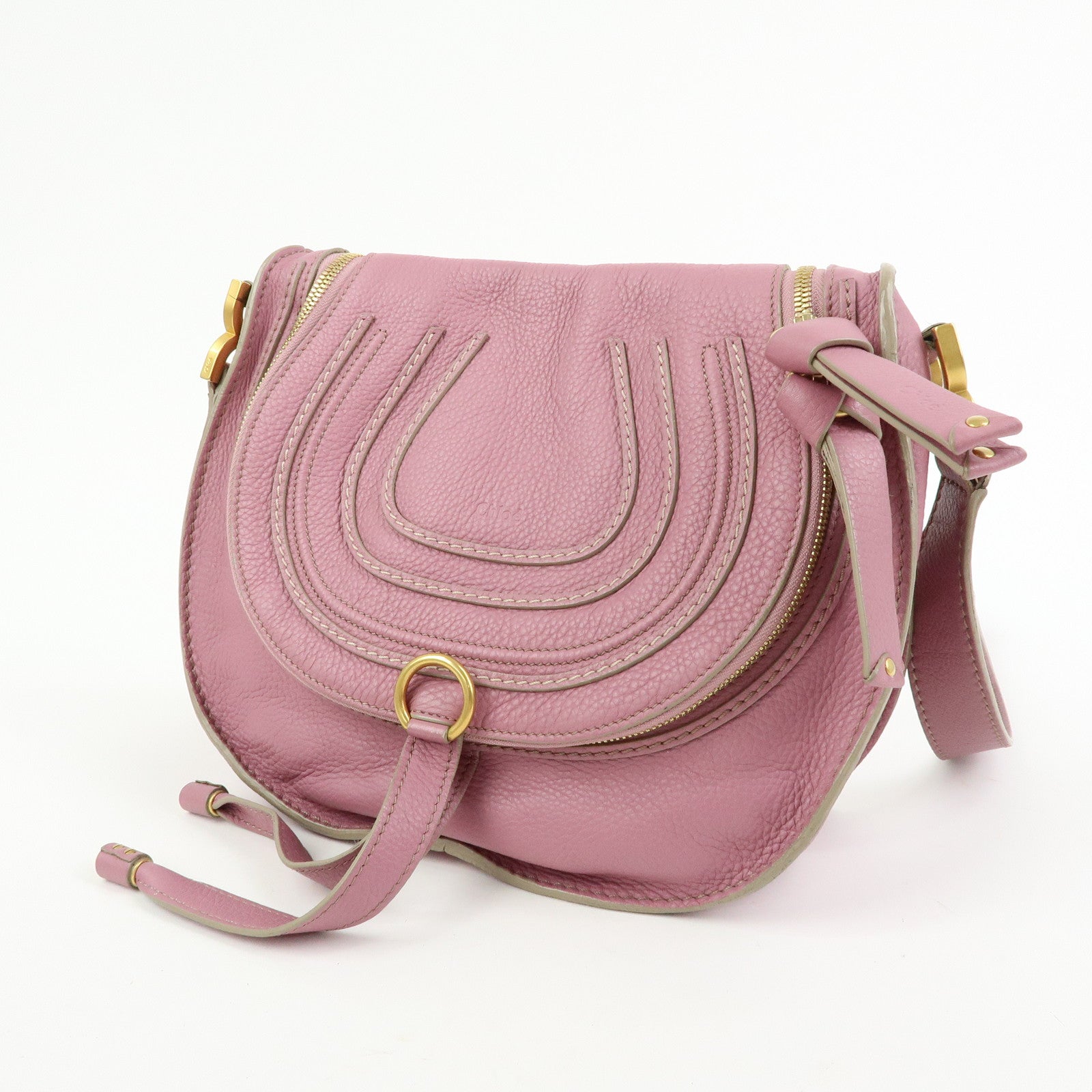 Chloe Marcie Leather Shoulder Bag Crossbody Bag Purple