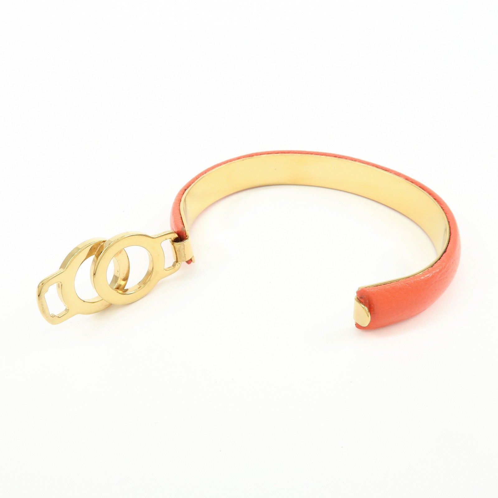 BVLGARI BVLGARI Logo Metal Leather Bracelet Gold Coral