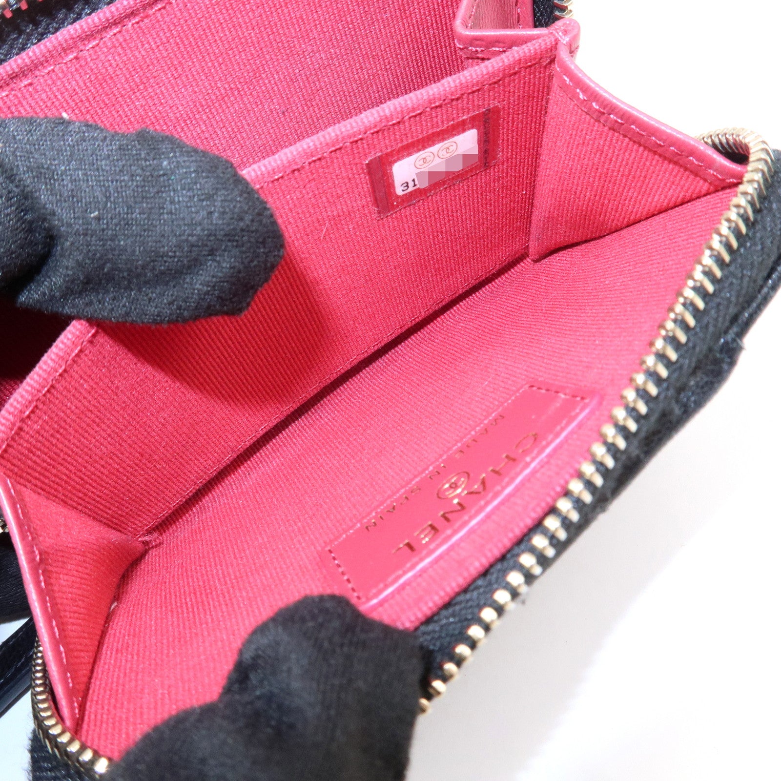 CHANEL Chanel 19 Lamb Skin Round Zippy Coin Case Black AP2701