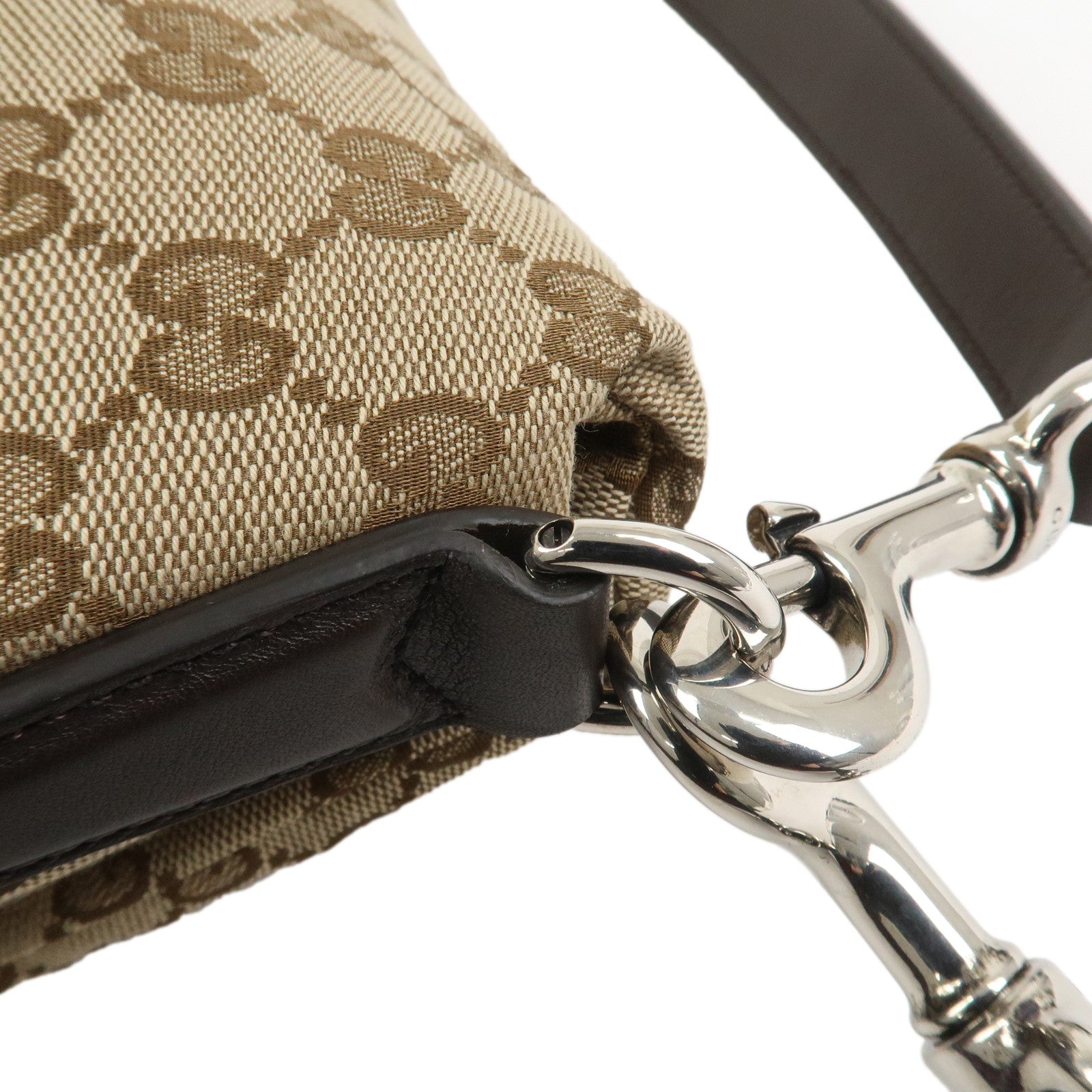 GUCCI Sherry GG Canvas Leather 2Way Bag Shoulder Bag Brown 821616