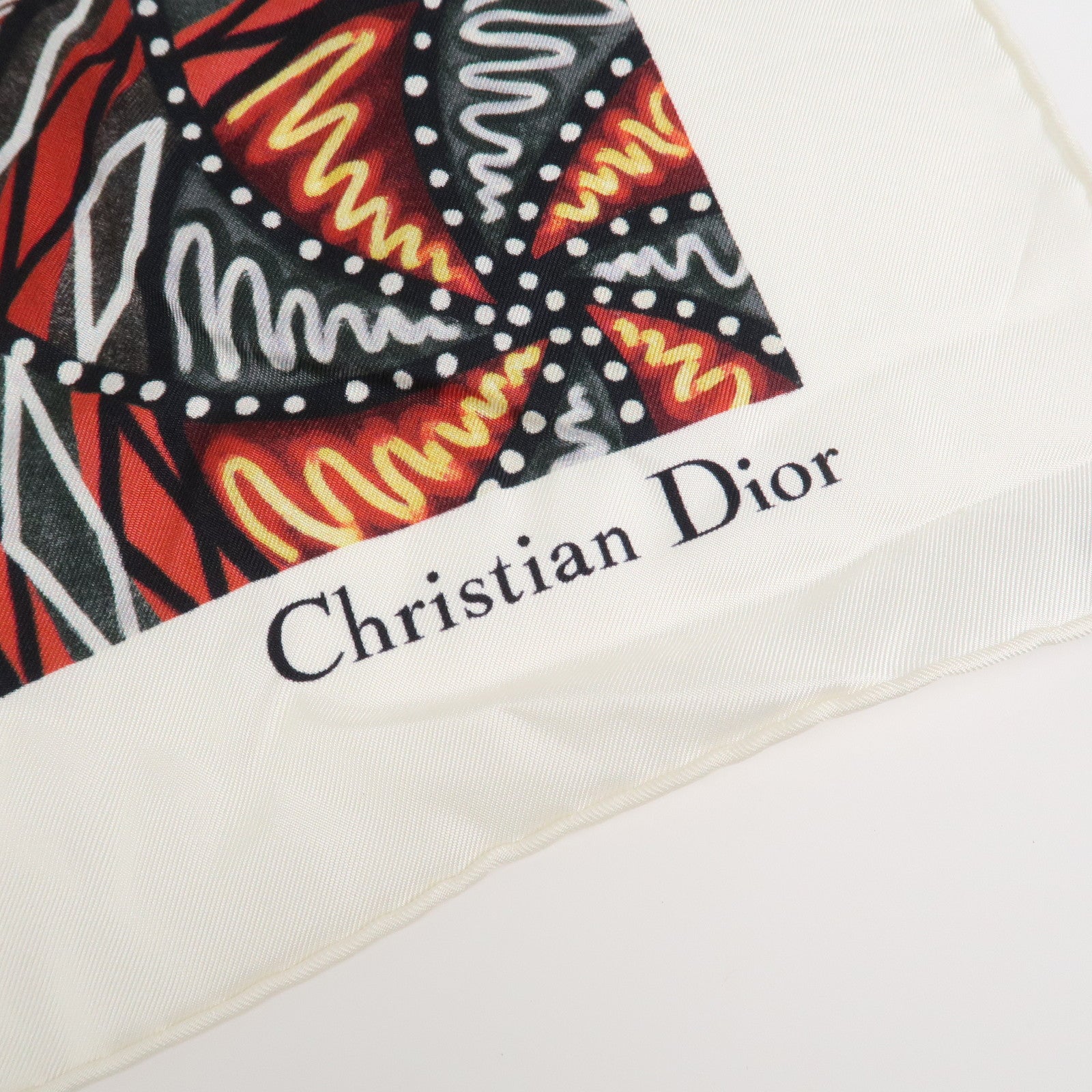 Christian Dior Logo Silk 100% Scarf Butterfly Motif Multicolor