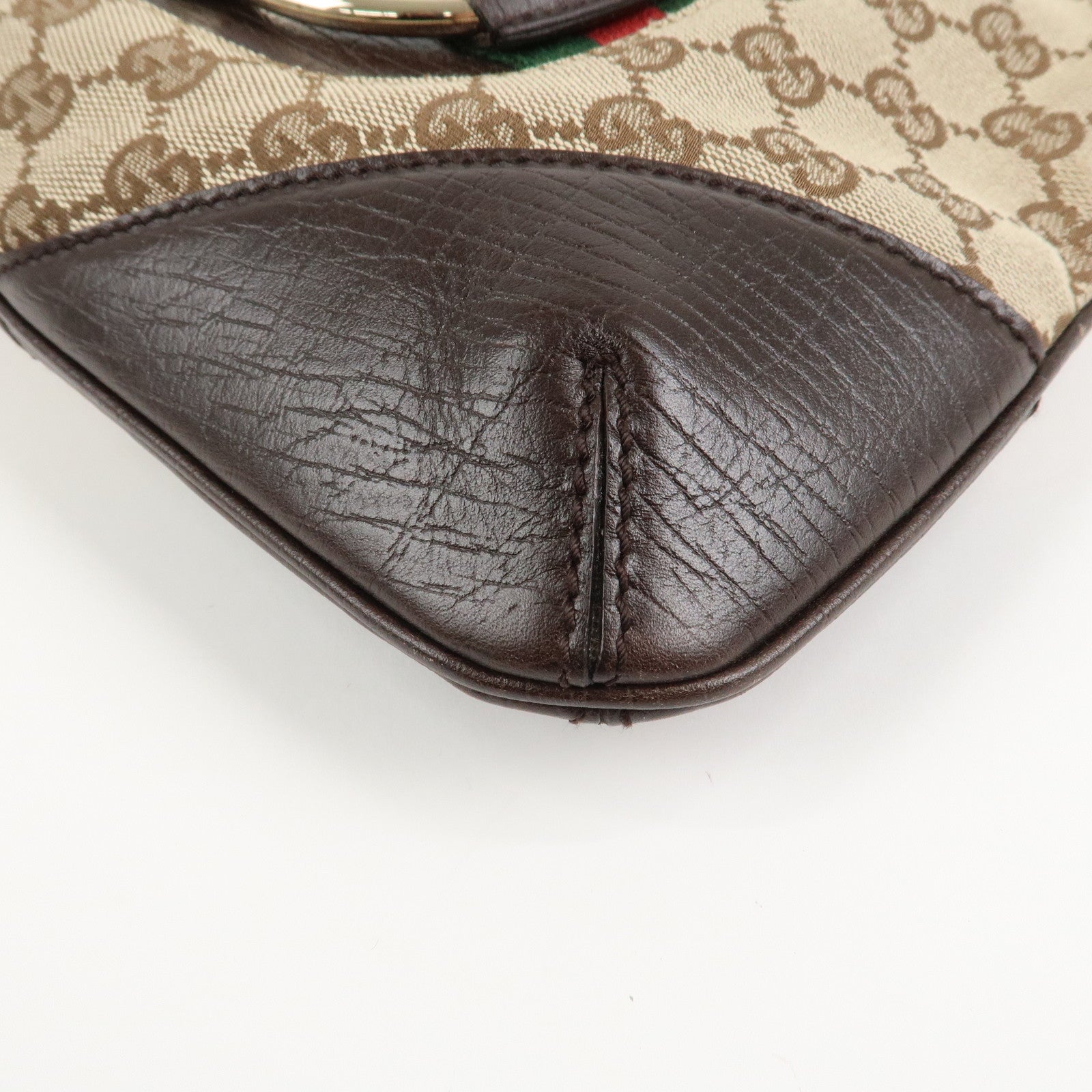 GUCCI Horsebit Sherry GG Canvas Leather Shoulder Bag Brown 17004