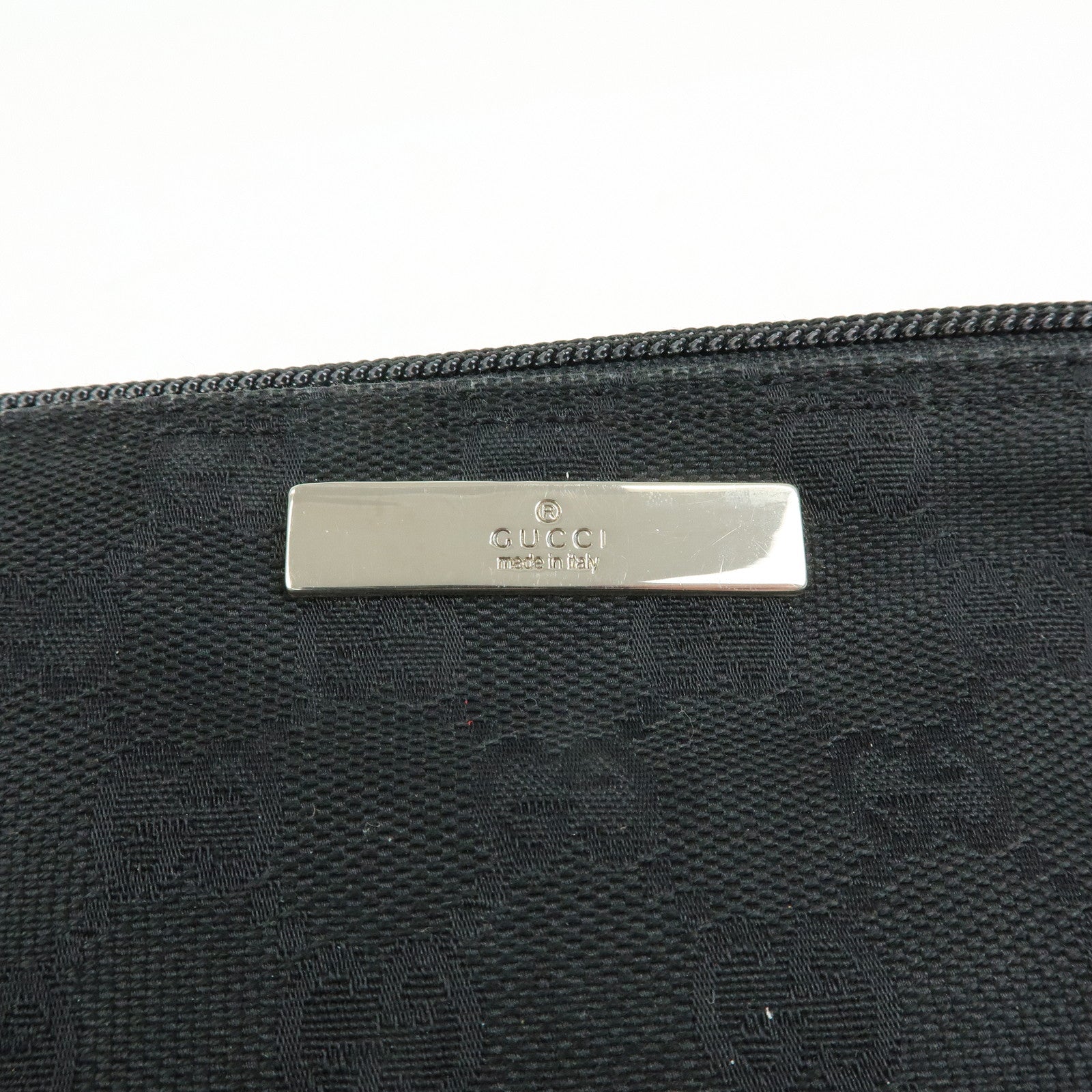 GUCCI Boat Bag GG Canvas Leather Hand Bag Pouch Black 0391103