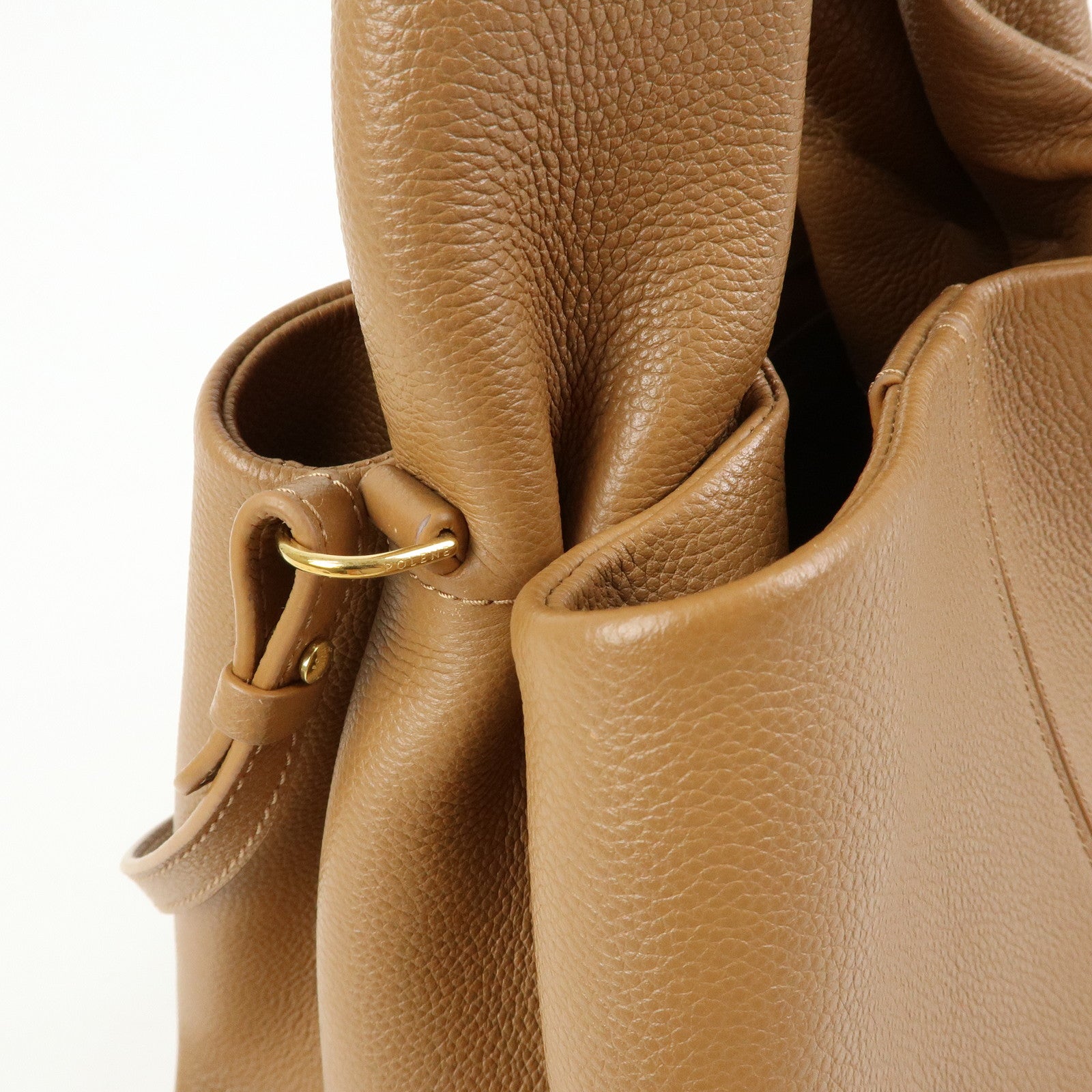 Polene Numero Neuf Grained Calf Leather 2Way Hand Bag Camel