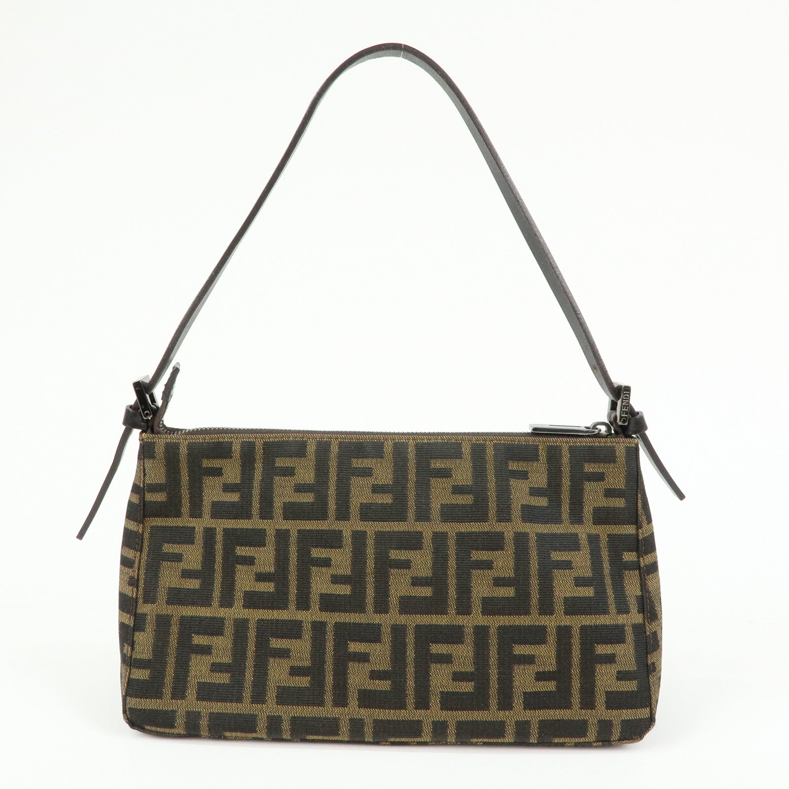 FENDI Zucca Canvas Leather Hand Bag Shoulder Bag Brown 8BR156