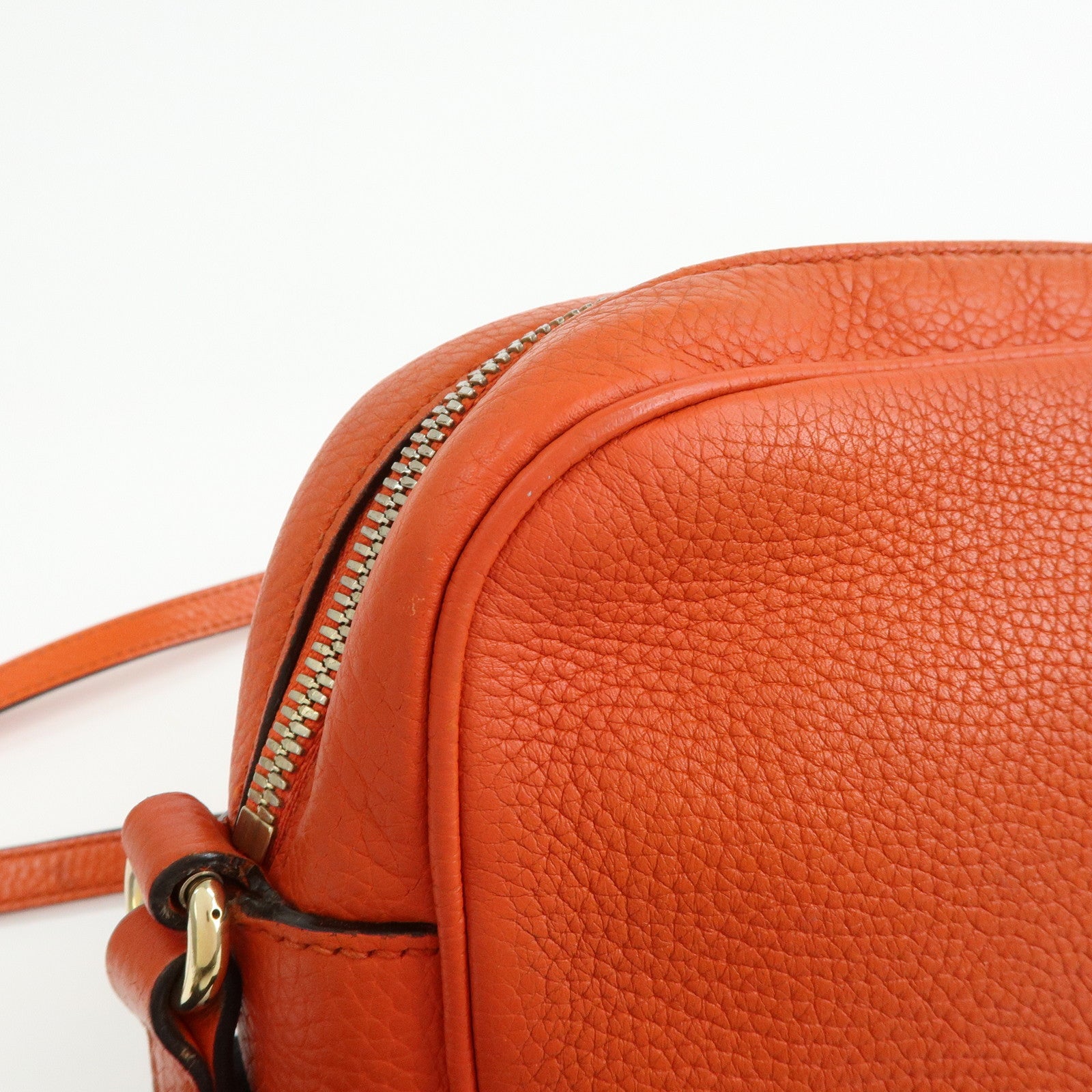 GUCCI SOHO Small Disco Leather Shoulder Bag Orange 308364