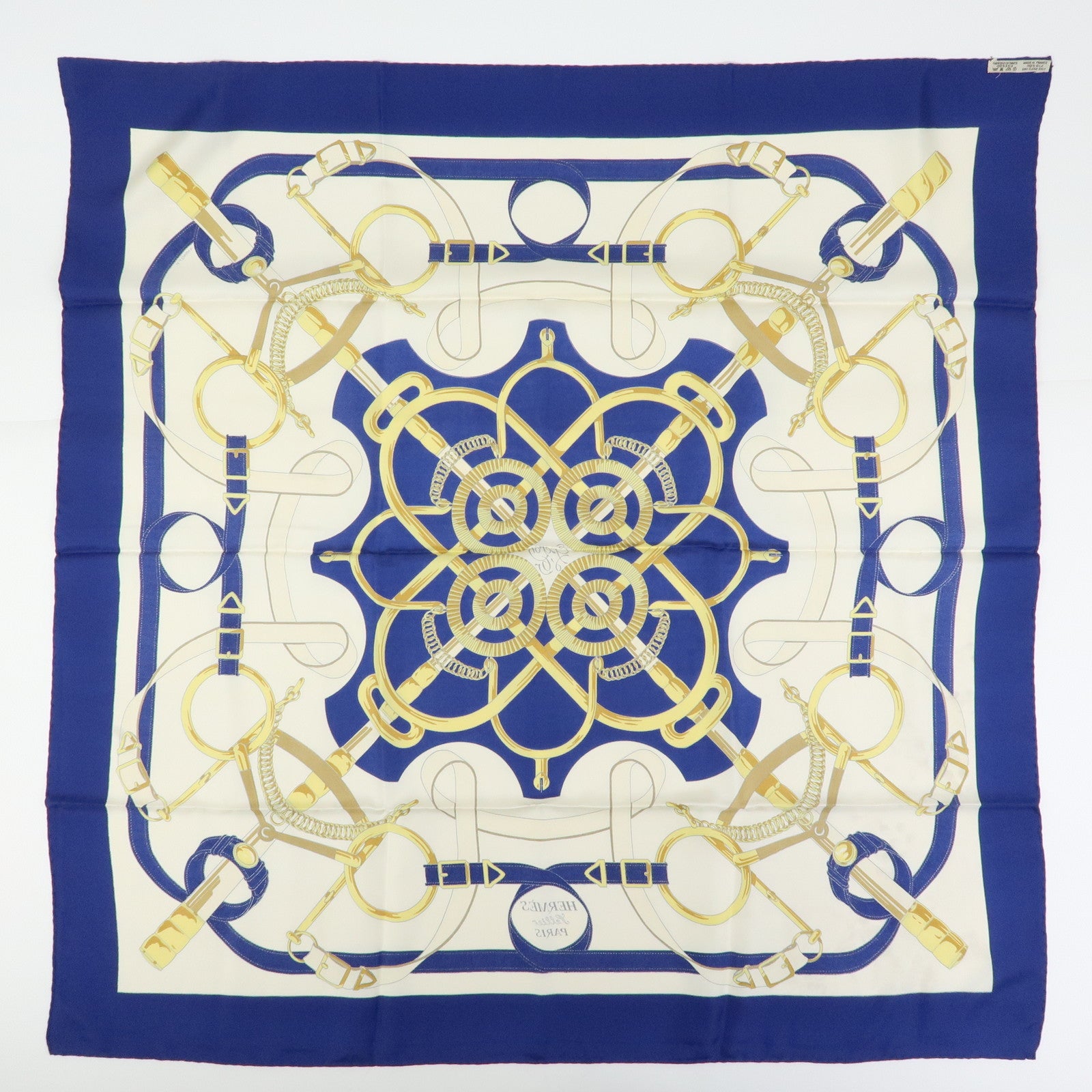 HERMES Carre 90 Set of 2 Silk 100% Scarf Light Pink Navy White