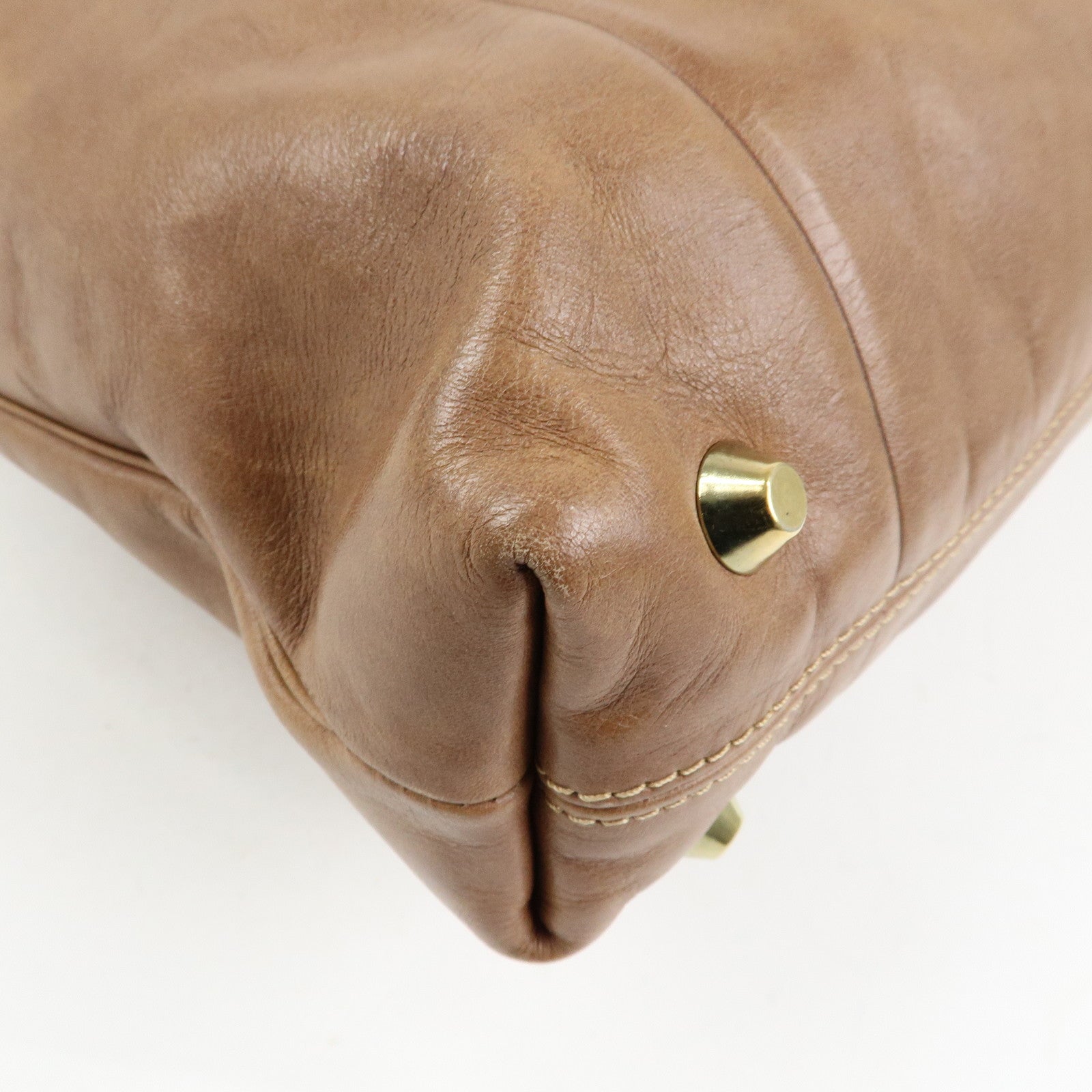 Chloe Victoria Leather Tote Bag Hand Bag Shoulder Bag Brown